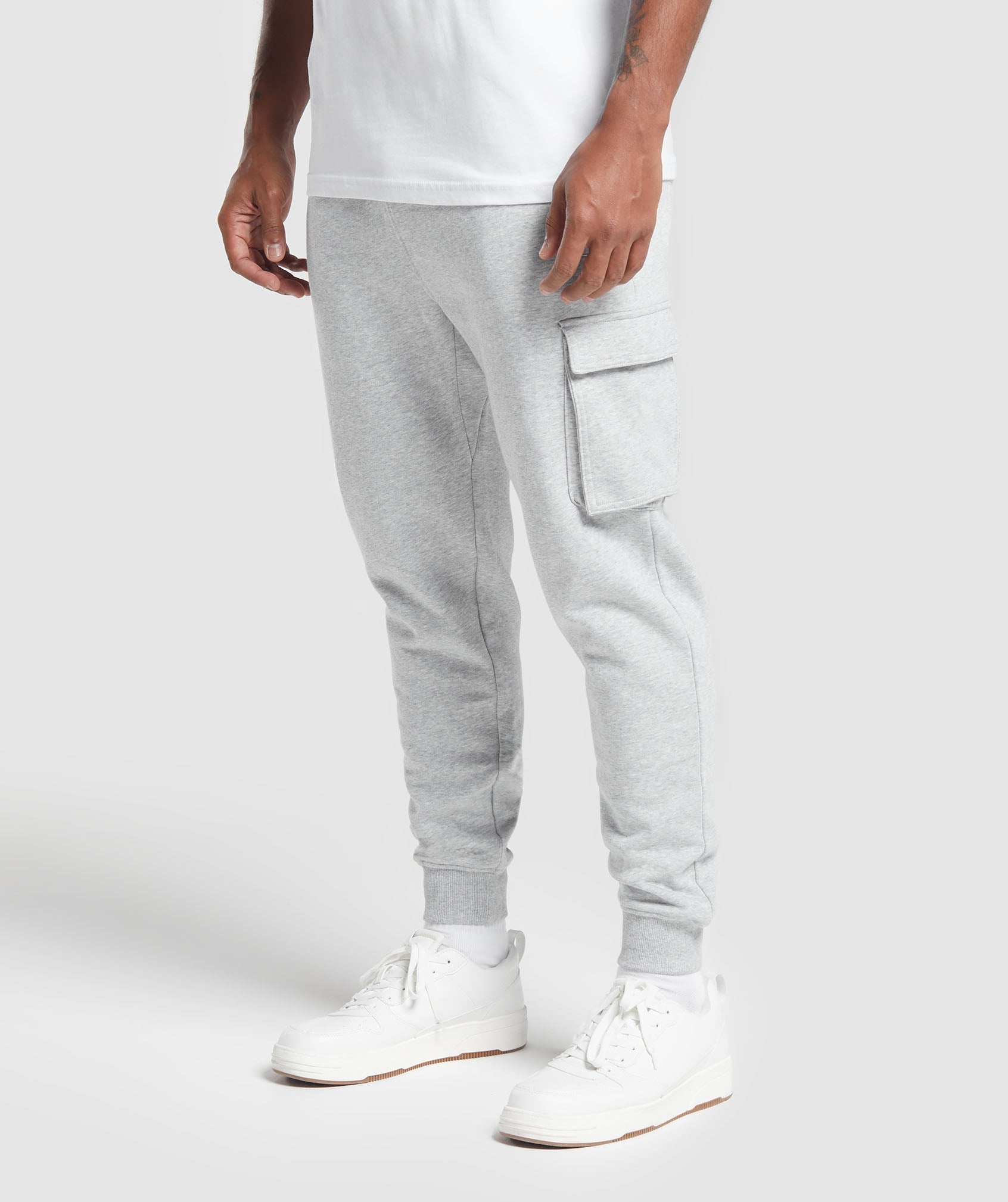 Crest Cargo Joggers in Light Grey Marl - view 1