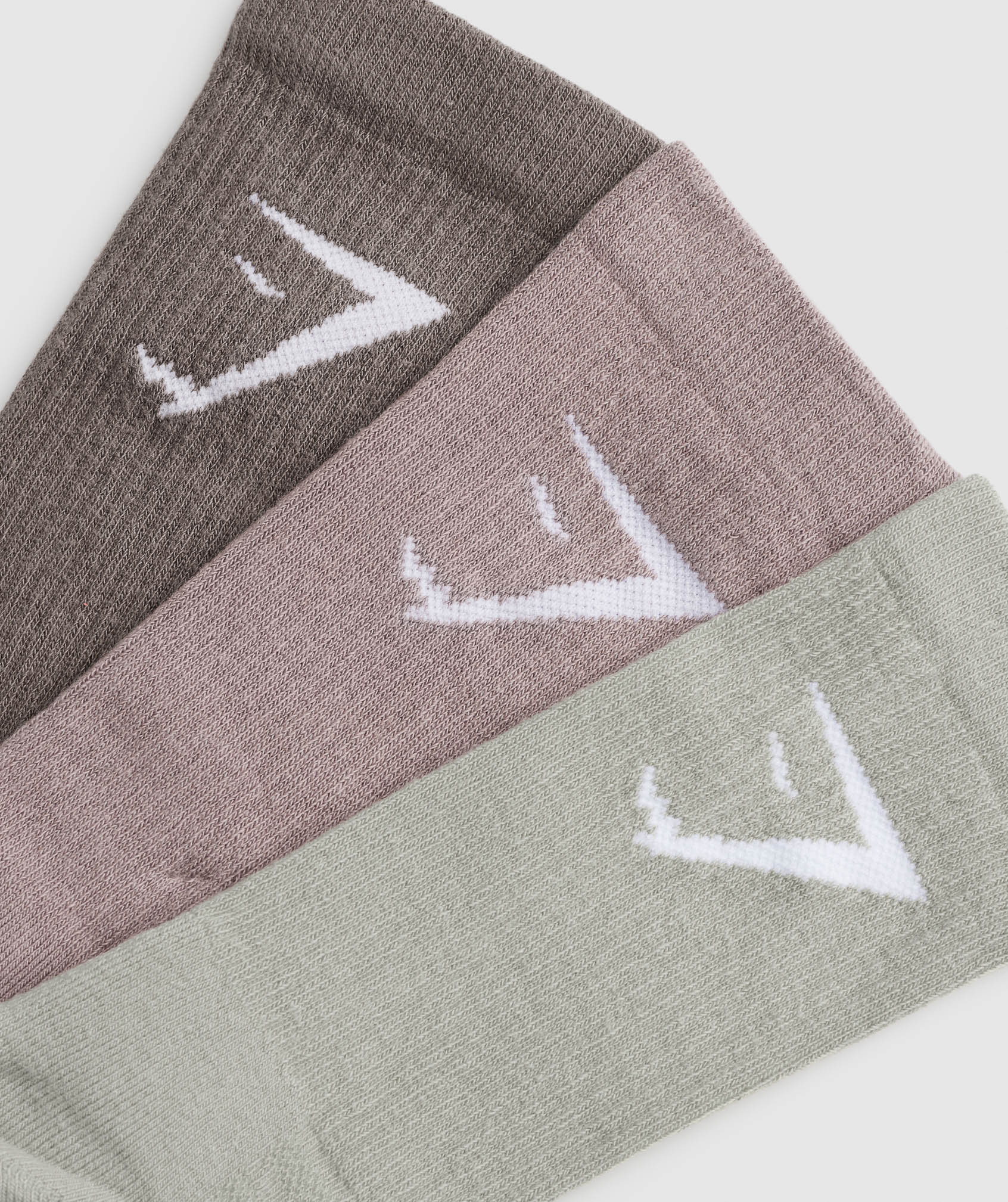 Crew Socks 3pk in Camo Brown/Washed Mauve/Stone Grey - view 2