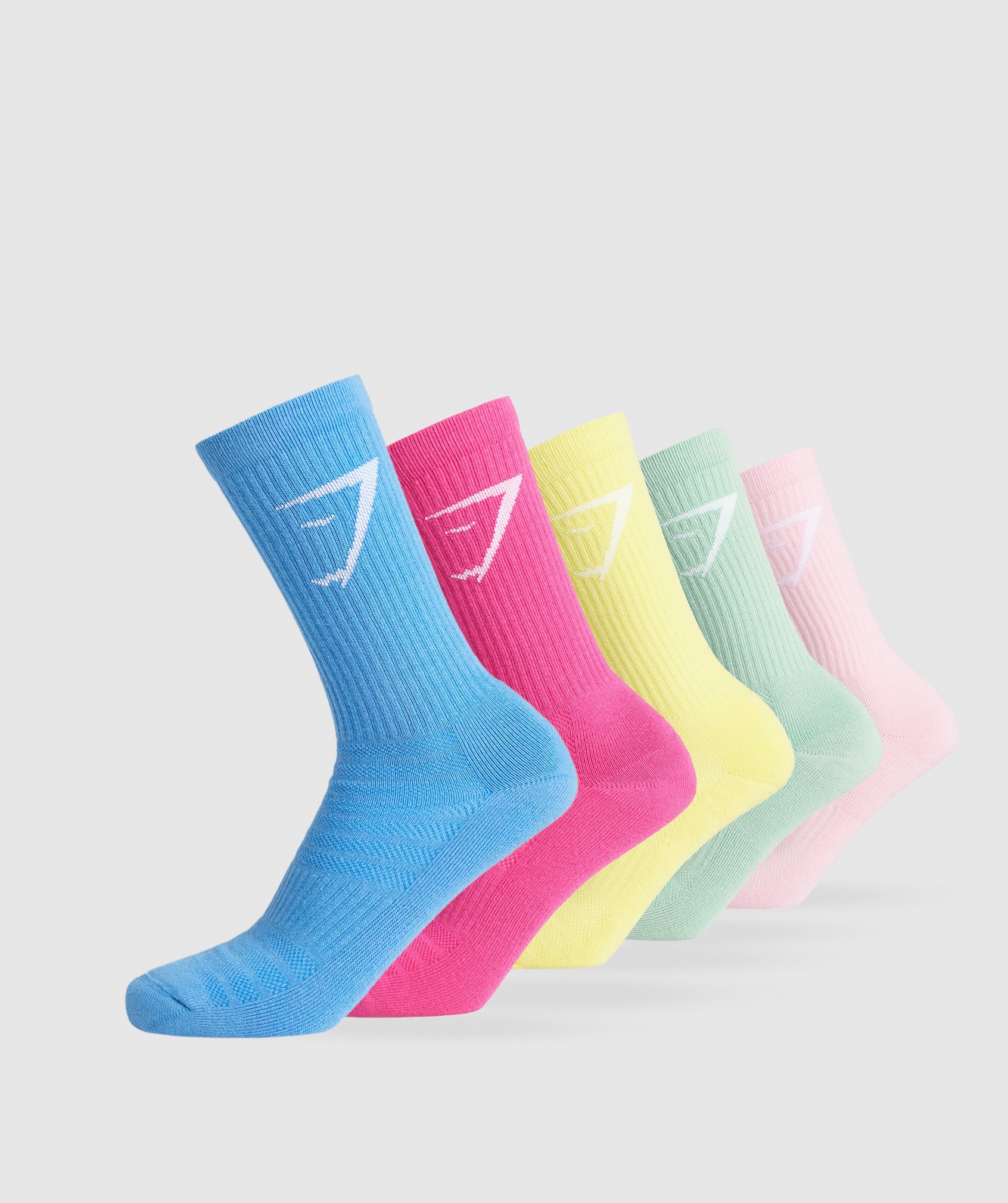 Crew Socks 5pk in Pink/Yellow/Green/Pink/Blue