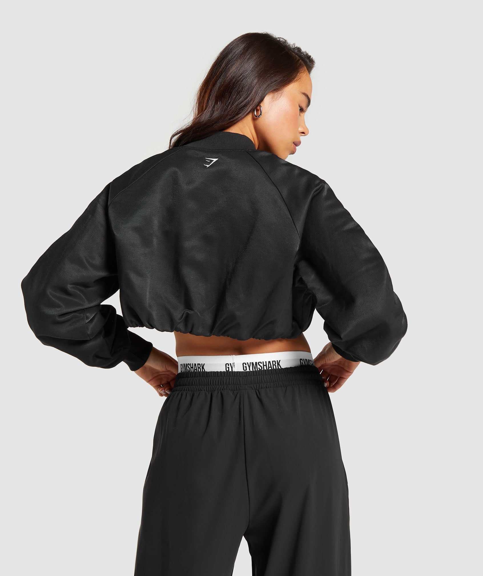 Cropped Bomber Jacket in Black - view 2