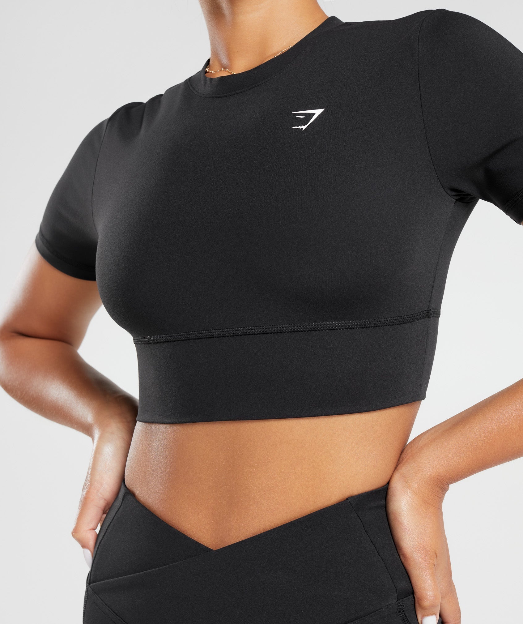 Crossover Crop Top in Black - view 6