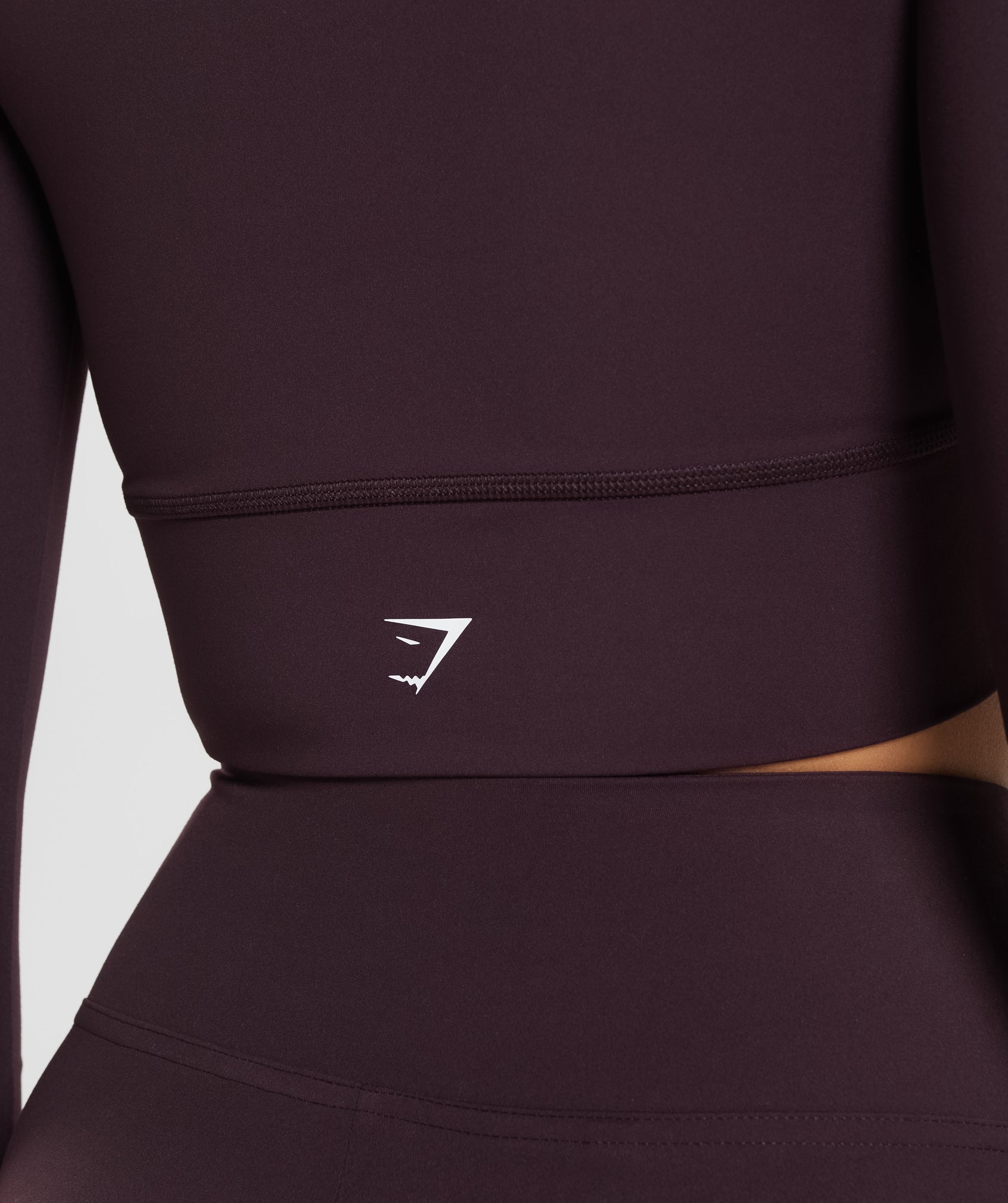 Crossover Long Sleeve Crop Top in Plum Brown - view 6