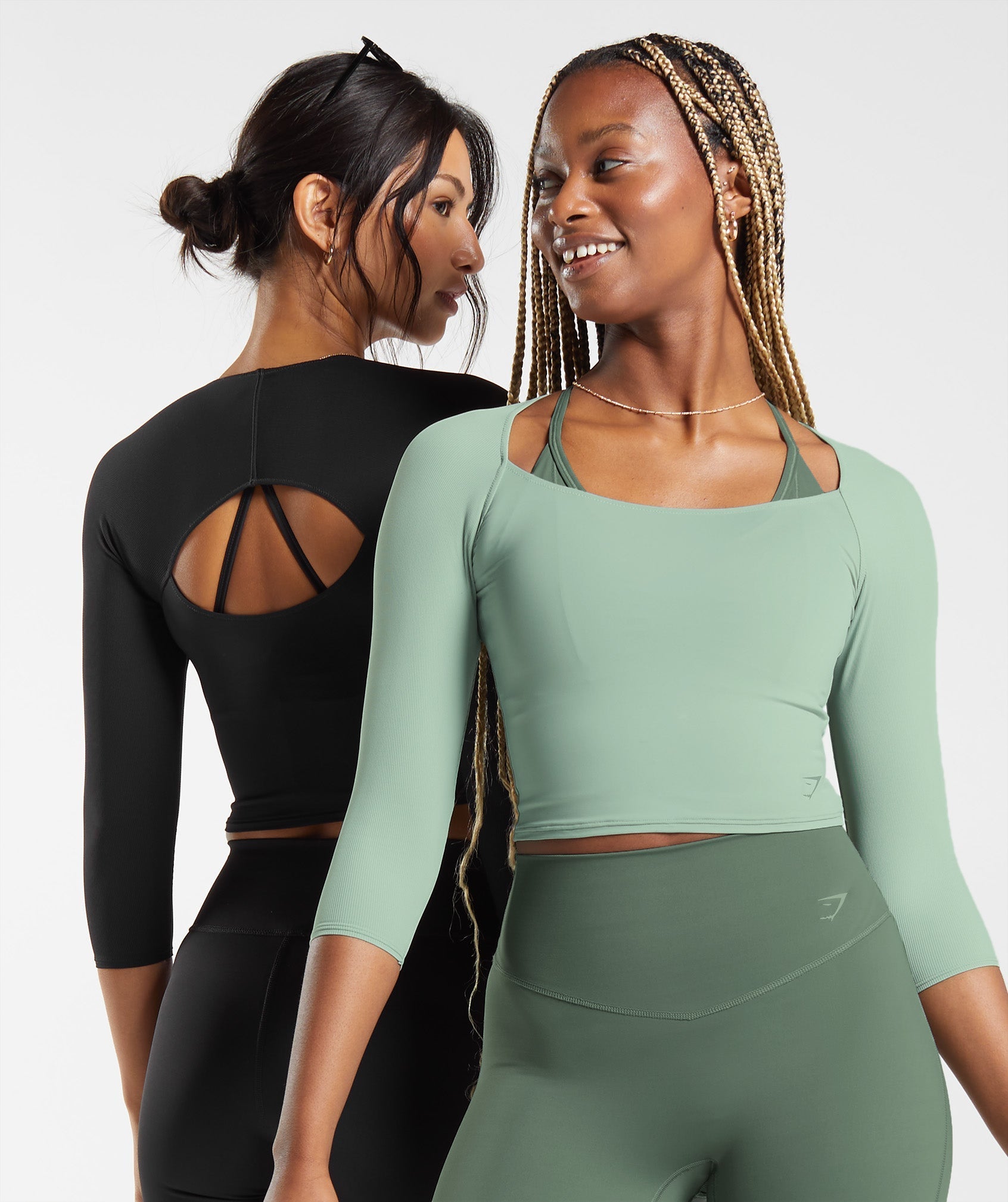 Elevate 3/4 Sleeve Crop Top in Desert Sage Green - view 4