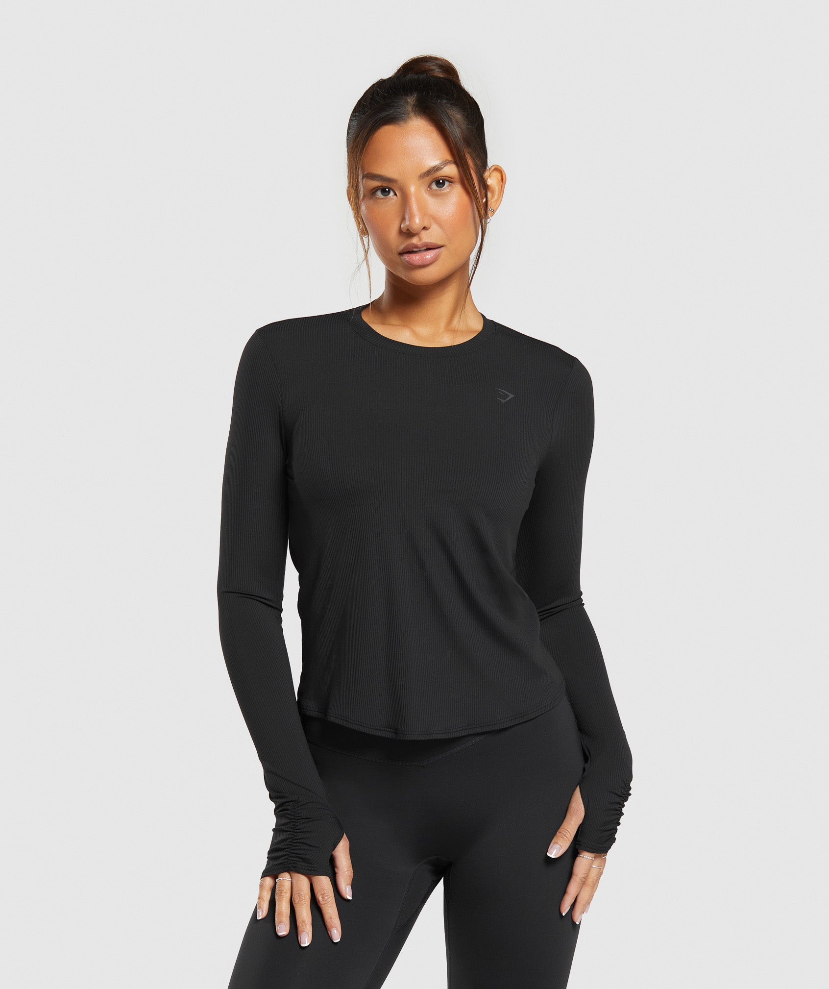Elevate Long Sleeve Ruched Top in Black - view 1