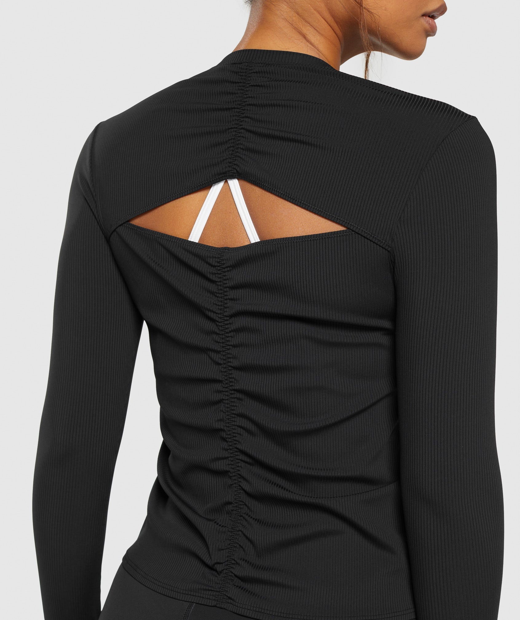 Elevate Long Sleeve Ruched Top in Black - view 6