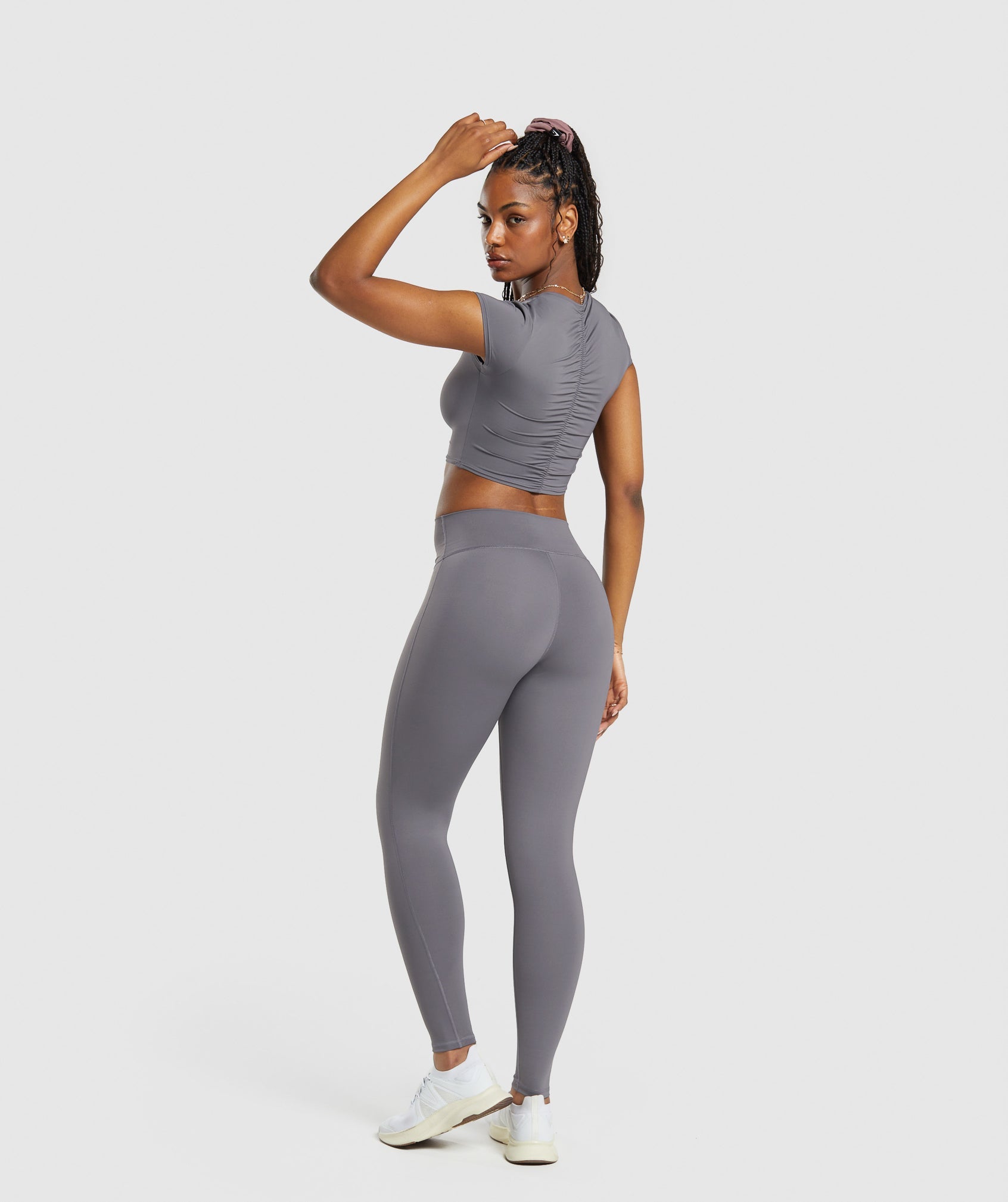 Elevate Ruched Crop Top in Brushed Grey - view 4