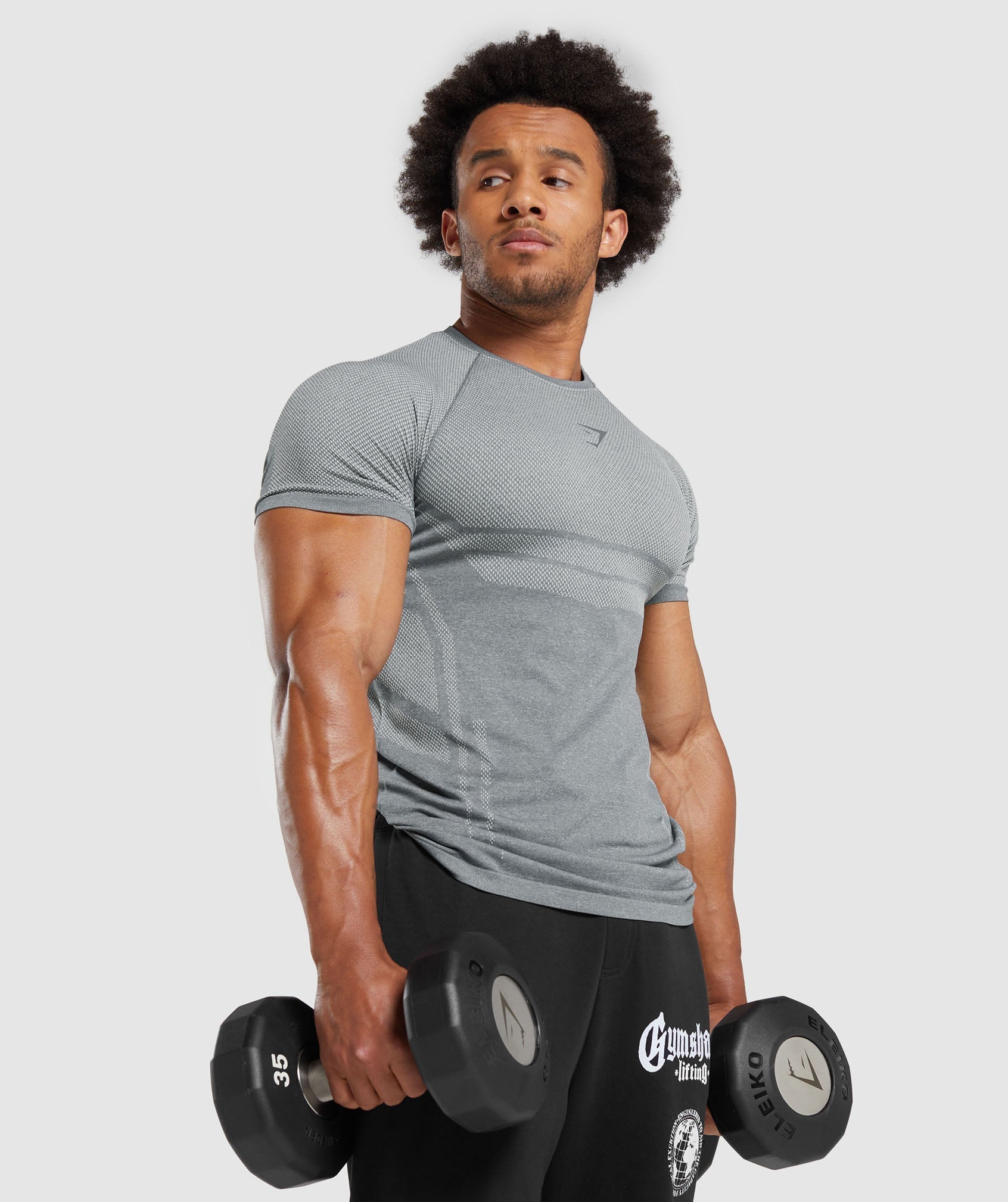 Elite Seamless T-Shirt in Pitch Grey/Light Grey - view 7