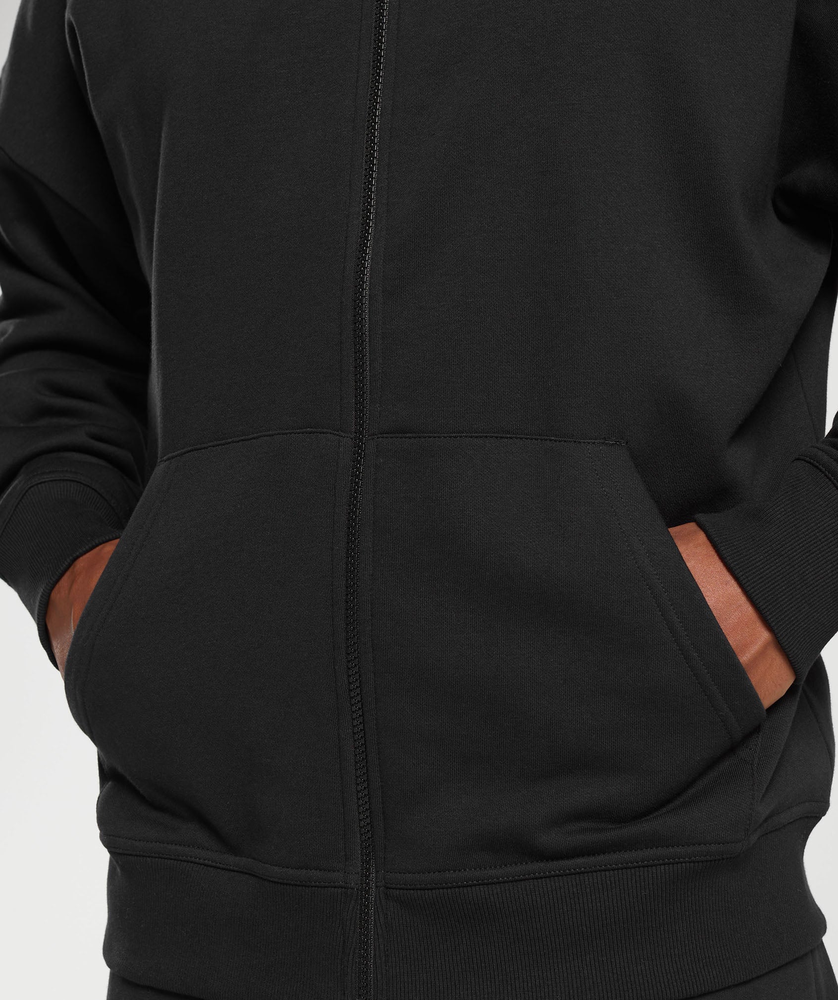 Crest Oversized Zip Up Hoodie in Black - view 5