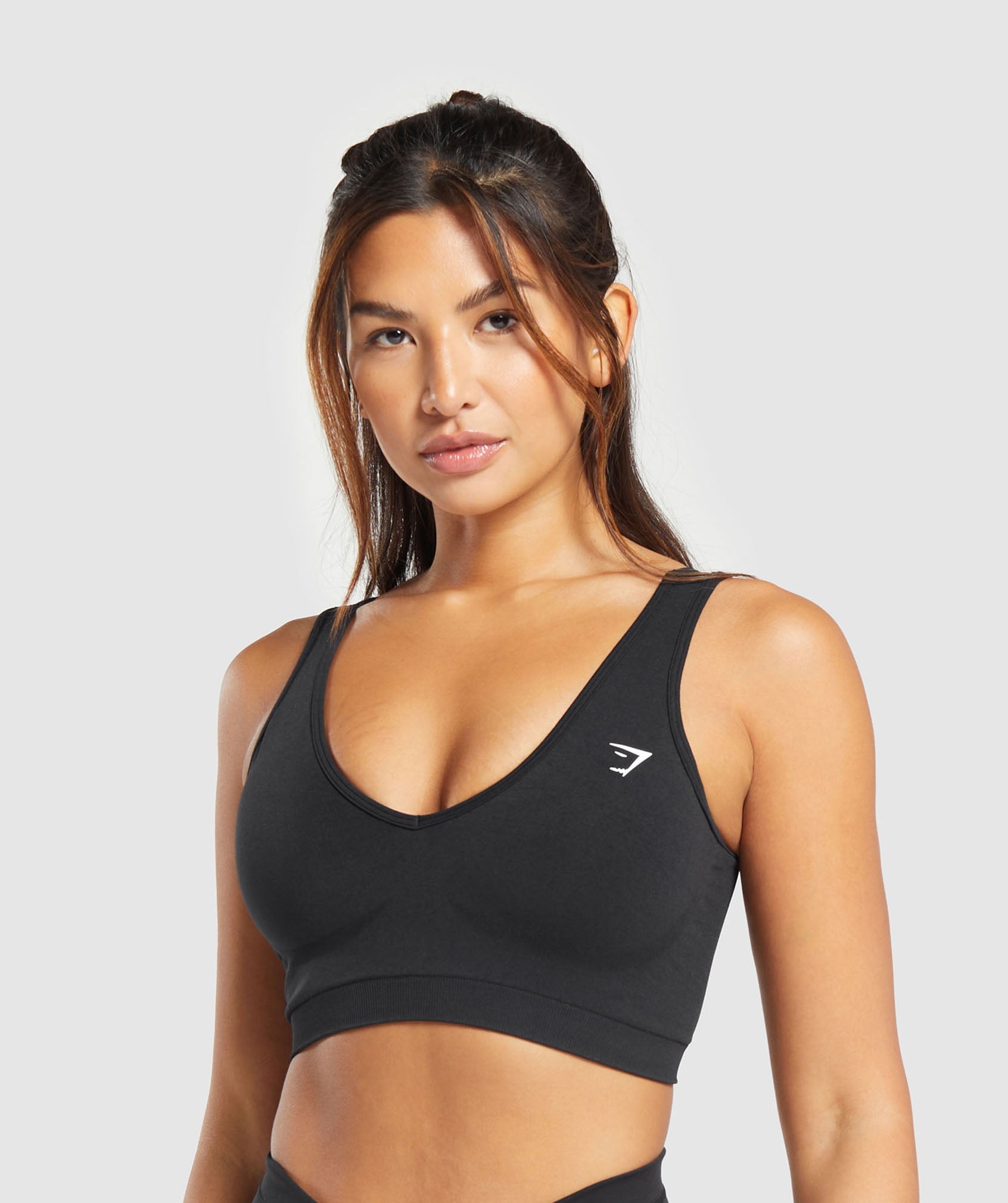 Stronger SEAMLESS V NECK BRA - Sport-BH mit leichter Stützkraft -  black/schwarz 