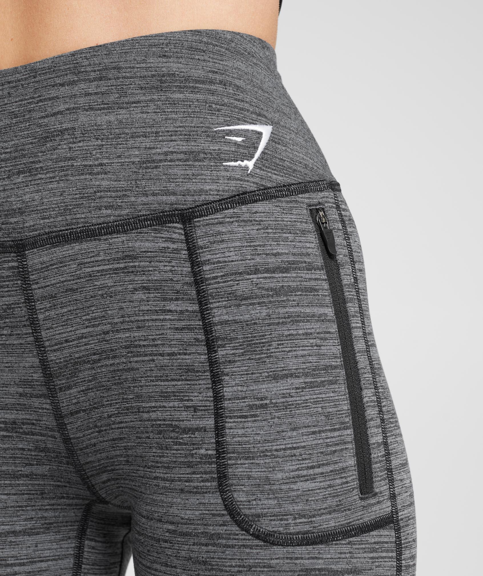 Fleece Lined Pocket Leggings in Black/Pitch Grey - view 5