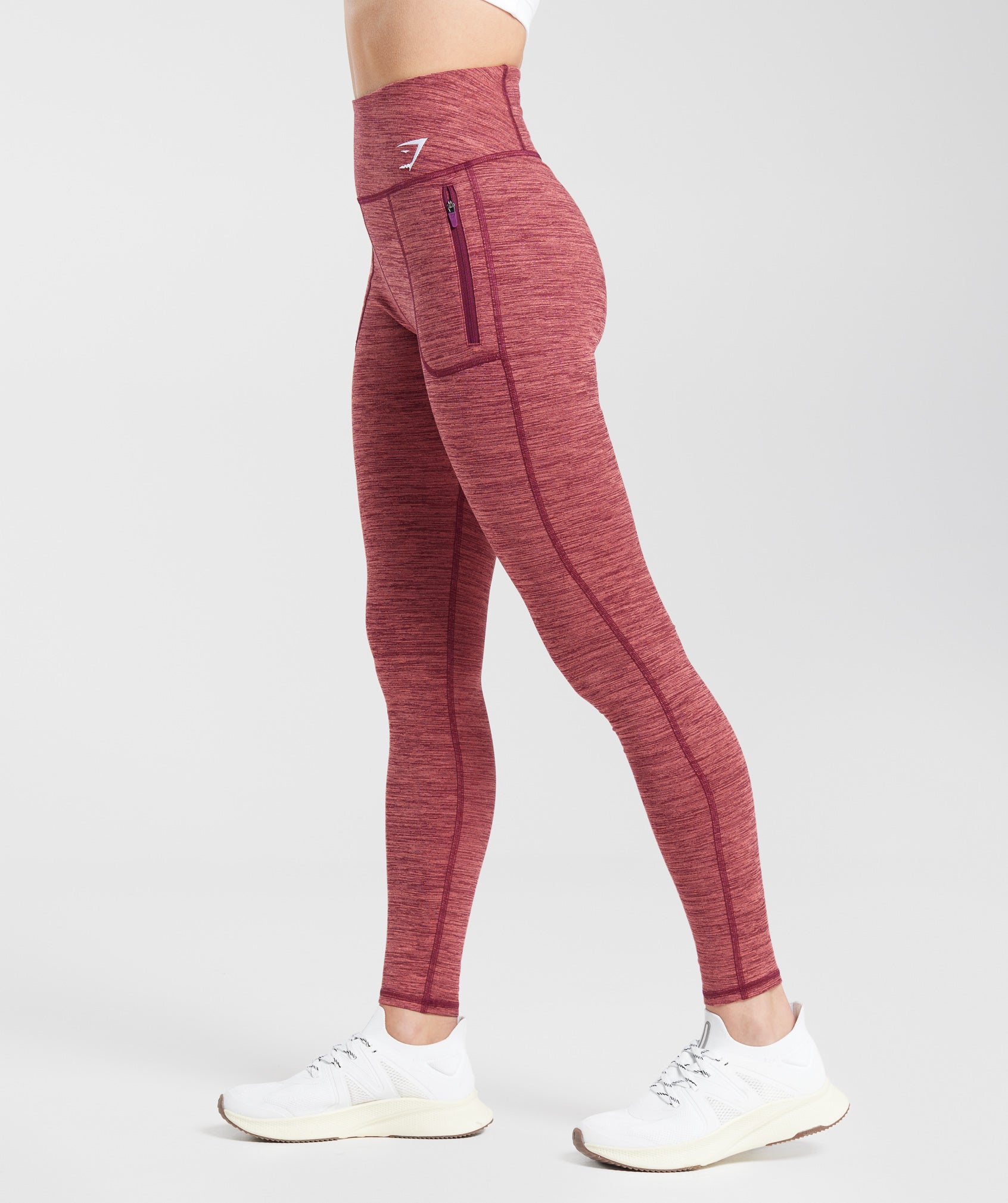 Fleece Lined Pocket Leggings in Plum Pink/Sunbaked Pink - view 3