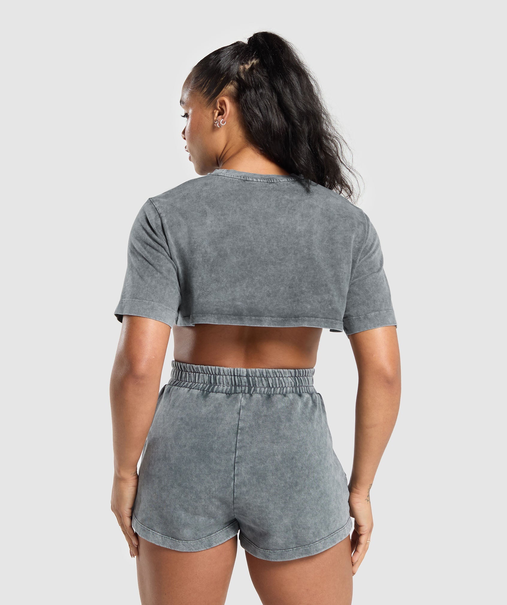 Collegiate Shadow Washed Crop Top in Asphalt Grey - view 2