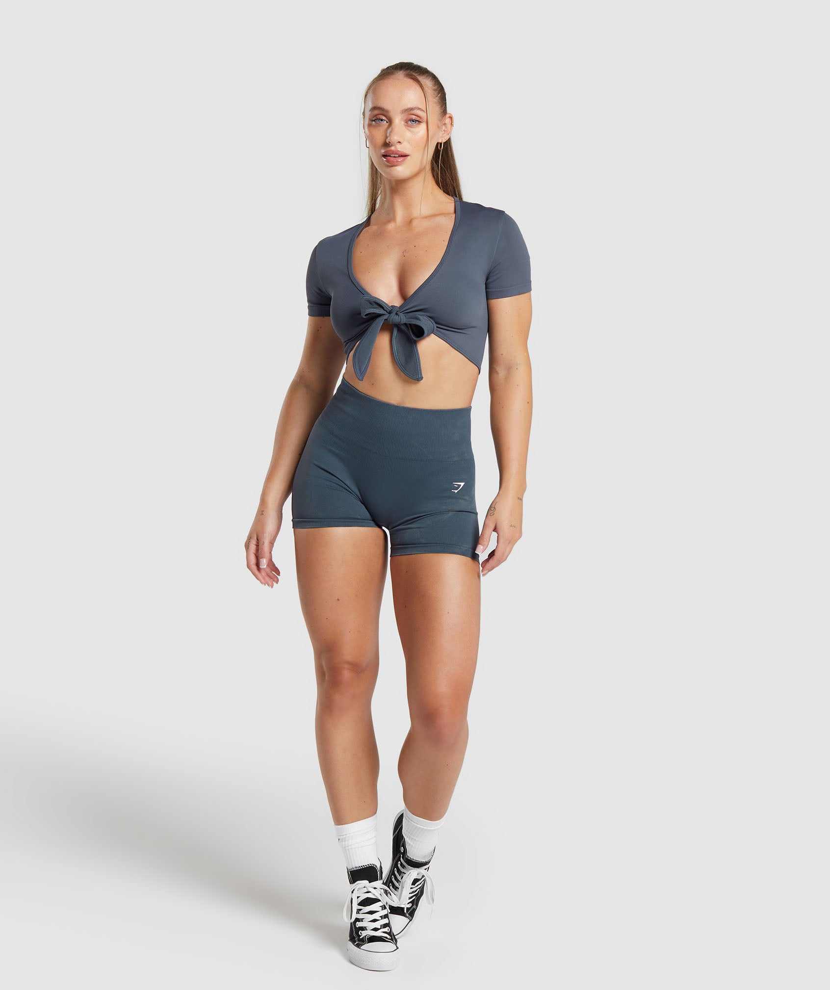 Gains Seamless Fitted Crop Top in Titanium Blue - view 5