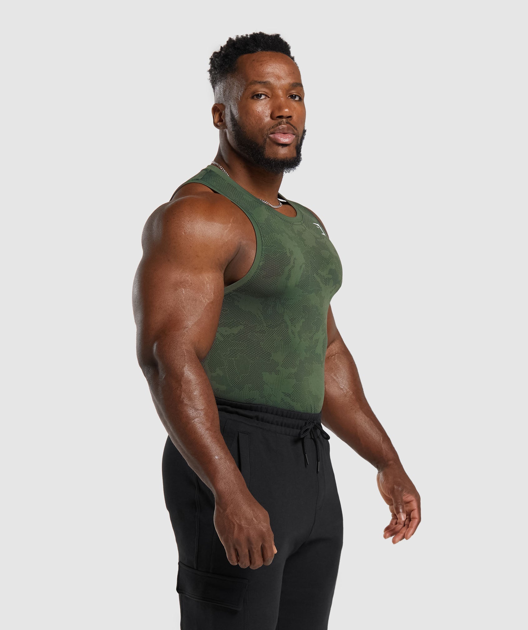 Geo Seamless Tank in Core Olive/Black - view 3