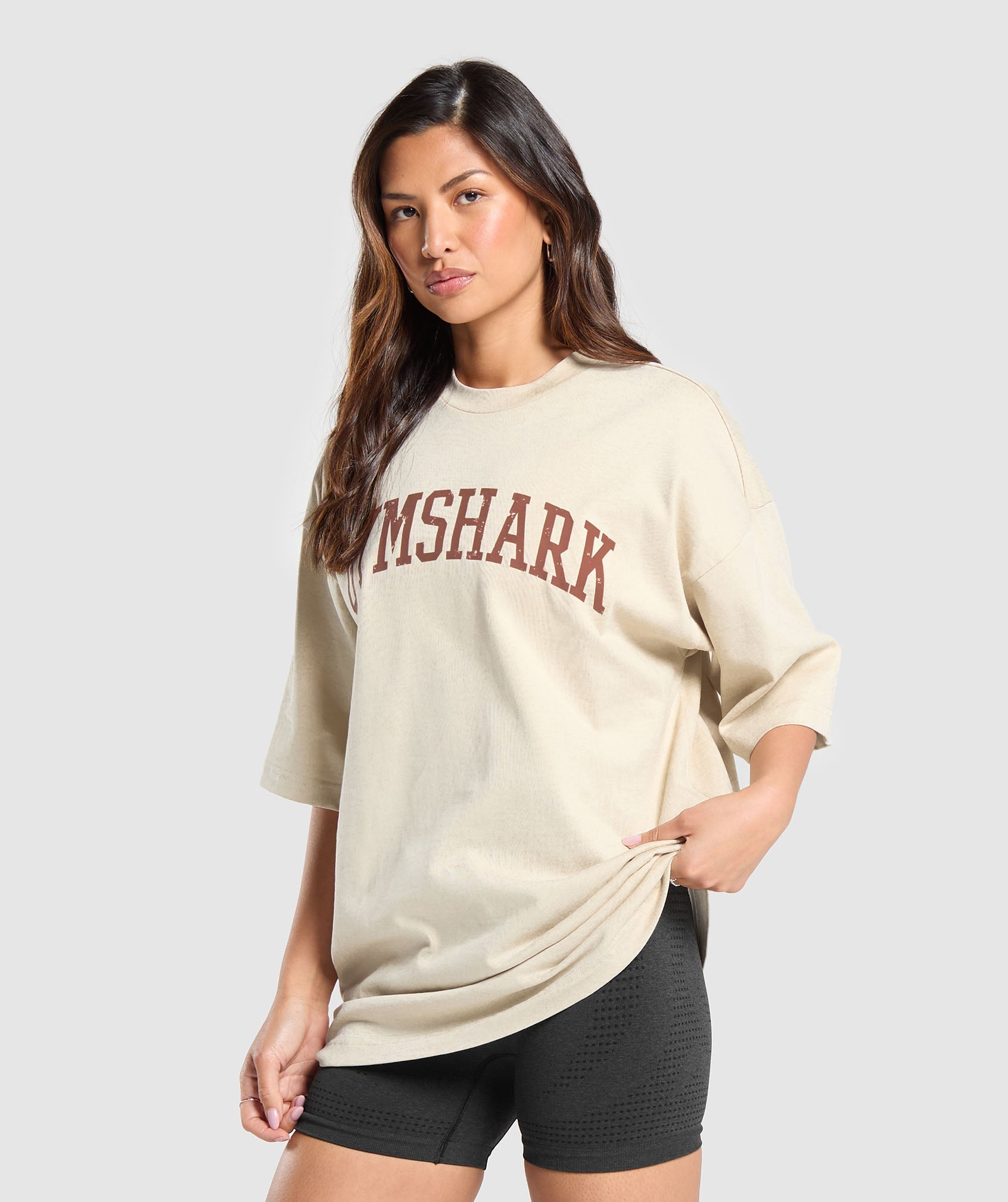 GFX Collegiate Oversized T Shirt in Ecru White - view 3