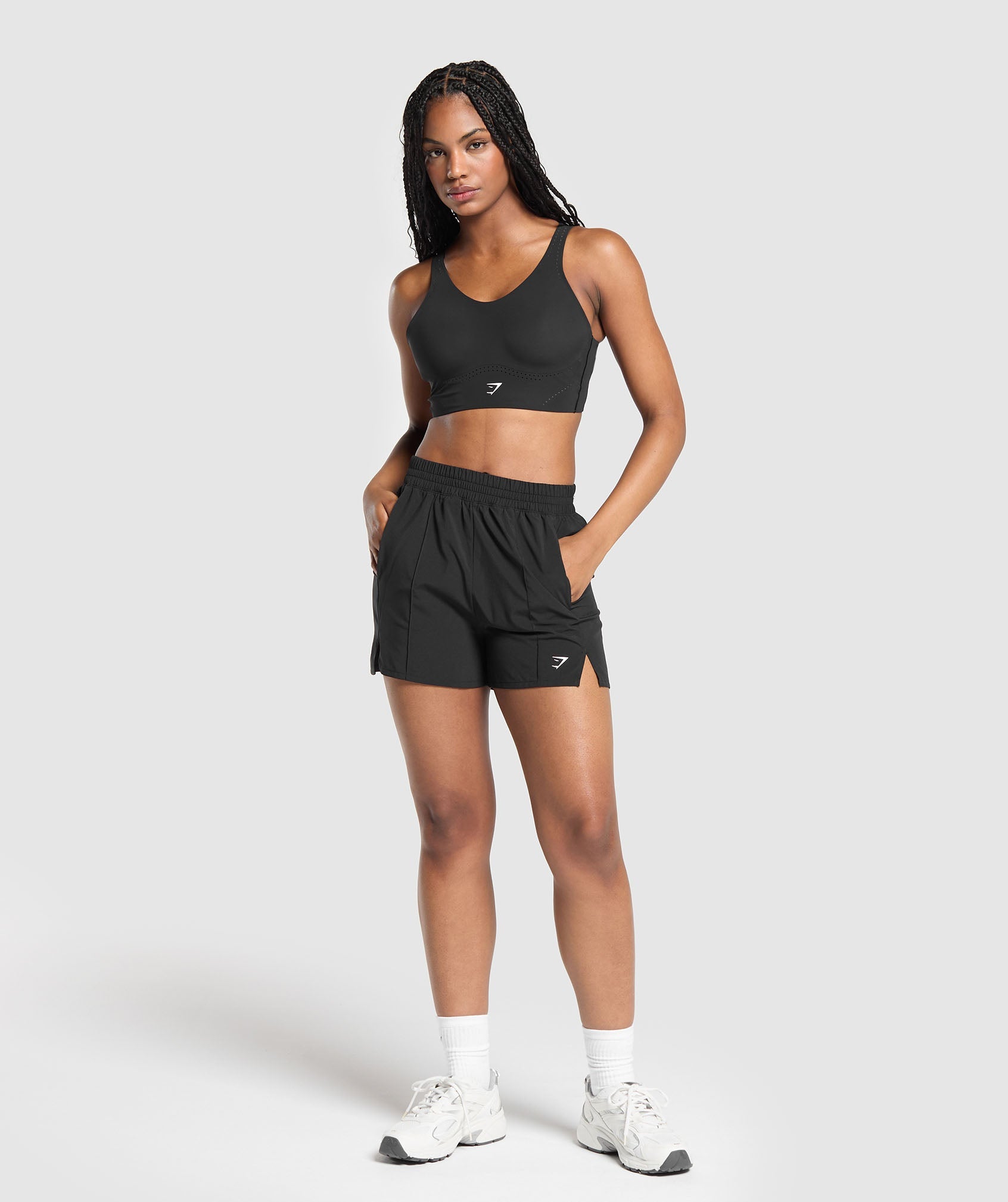 Pintuck Shorts in Black - view 4