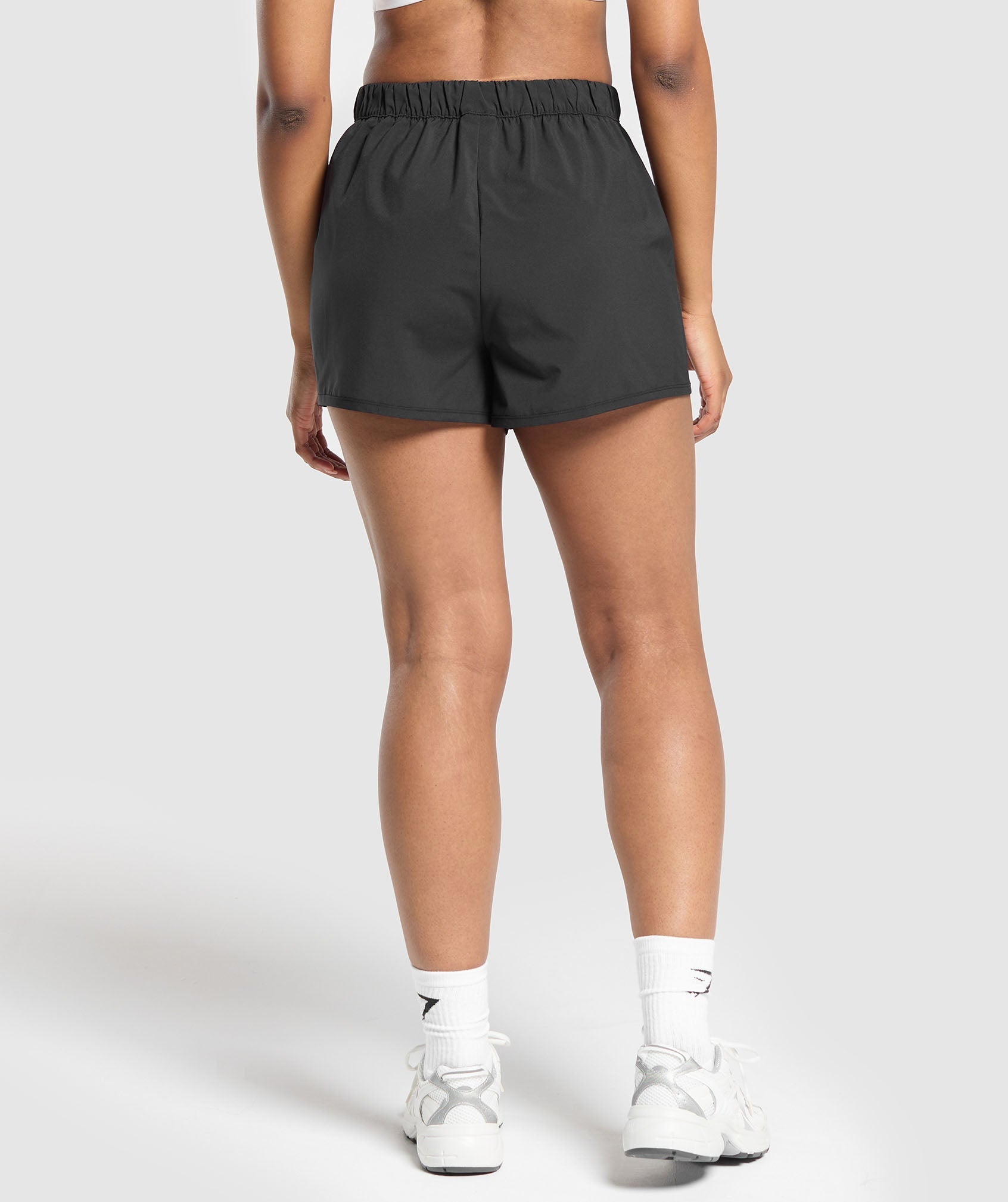 Scallop Hem Shaped Shorts in Black - view 2