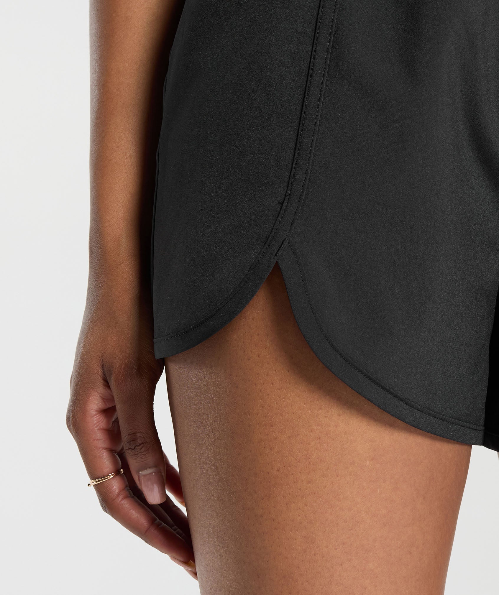 Scallop Hem Shaped Shorts in Black - view 6