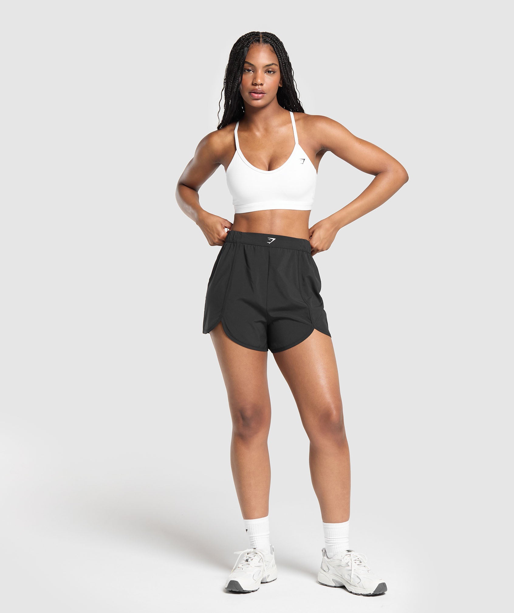 Scallop Hem Shaped Shorts in Black - view 4