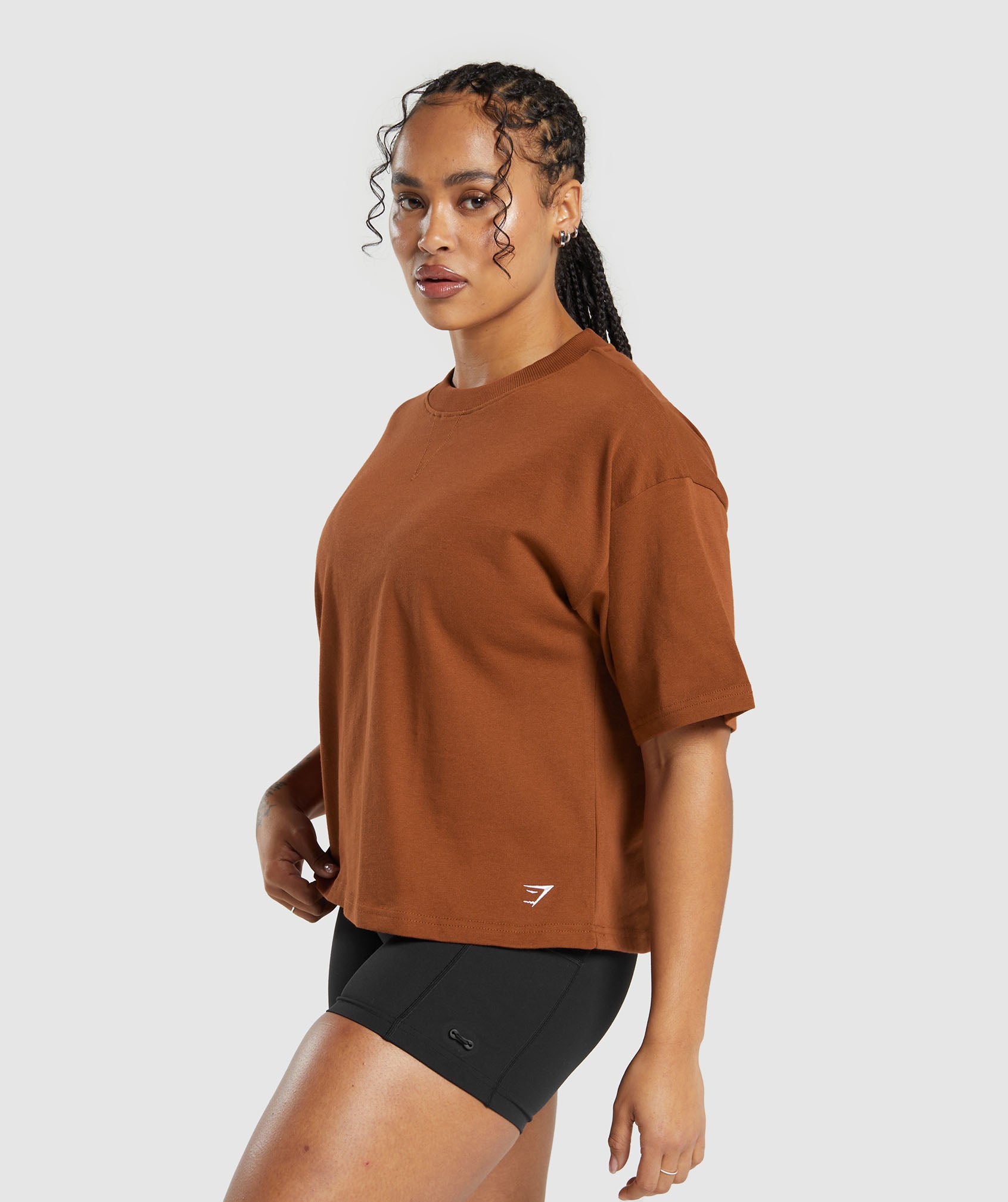 Heavyweight Cotton T-Shirt in Copper Brown - view 3