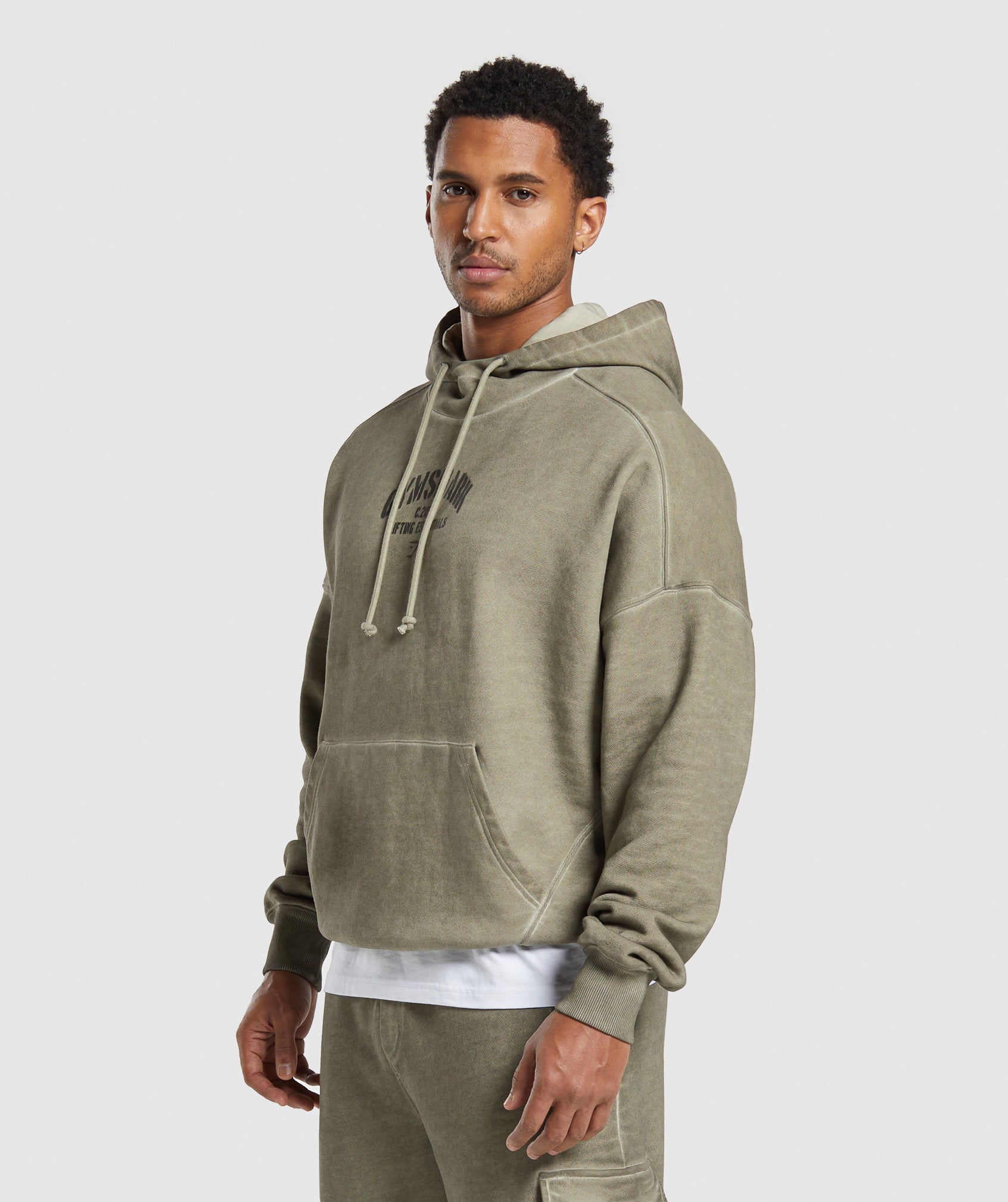 Heavyweight Washed Hoodie in Utility Green - view 3