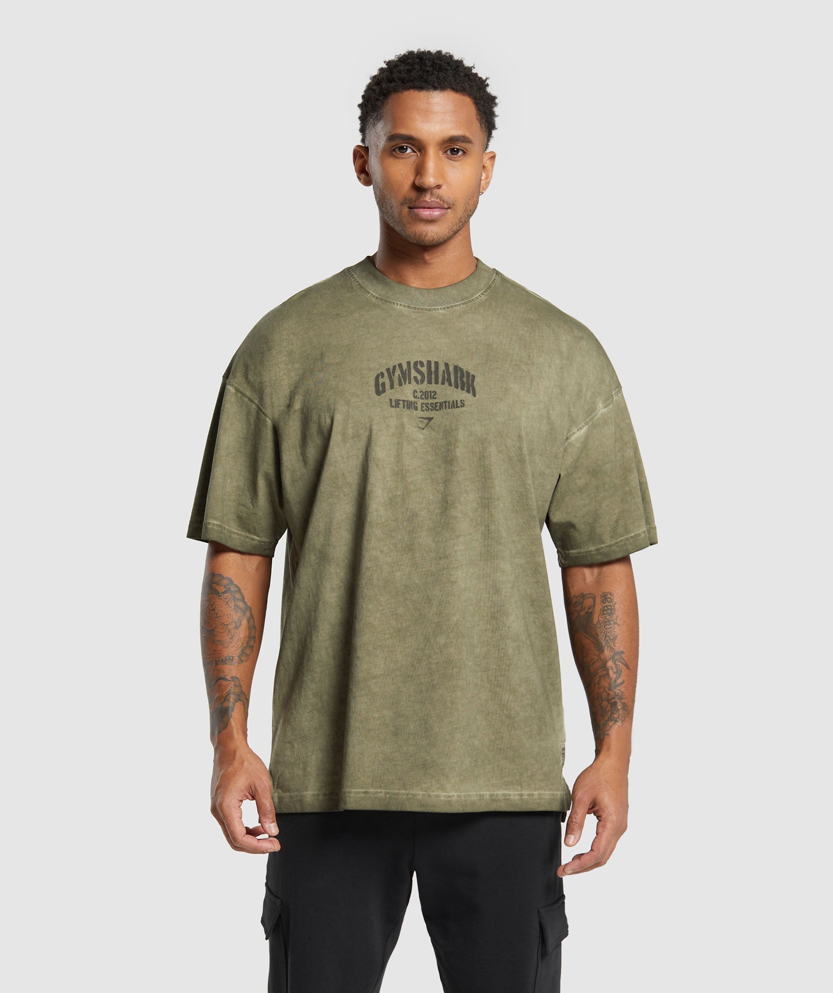Heavyweight Washed T-Shirt in Utility Green - view 2
