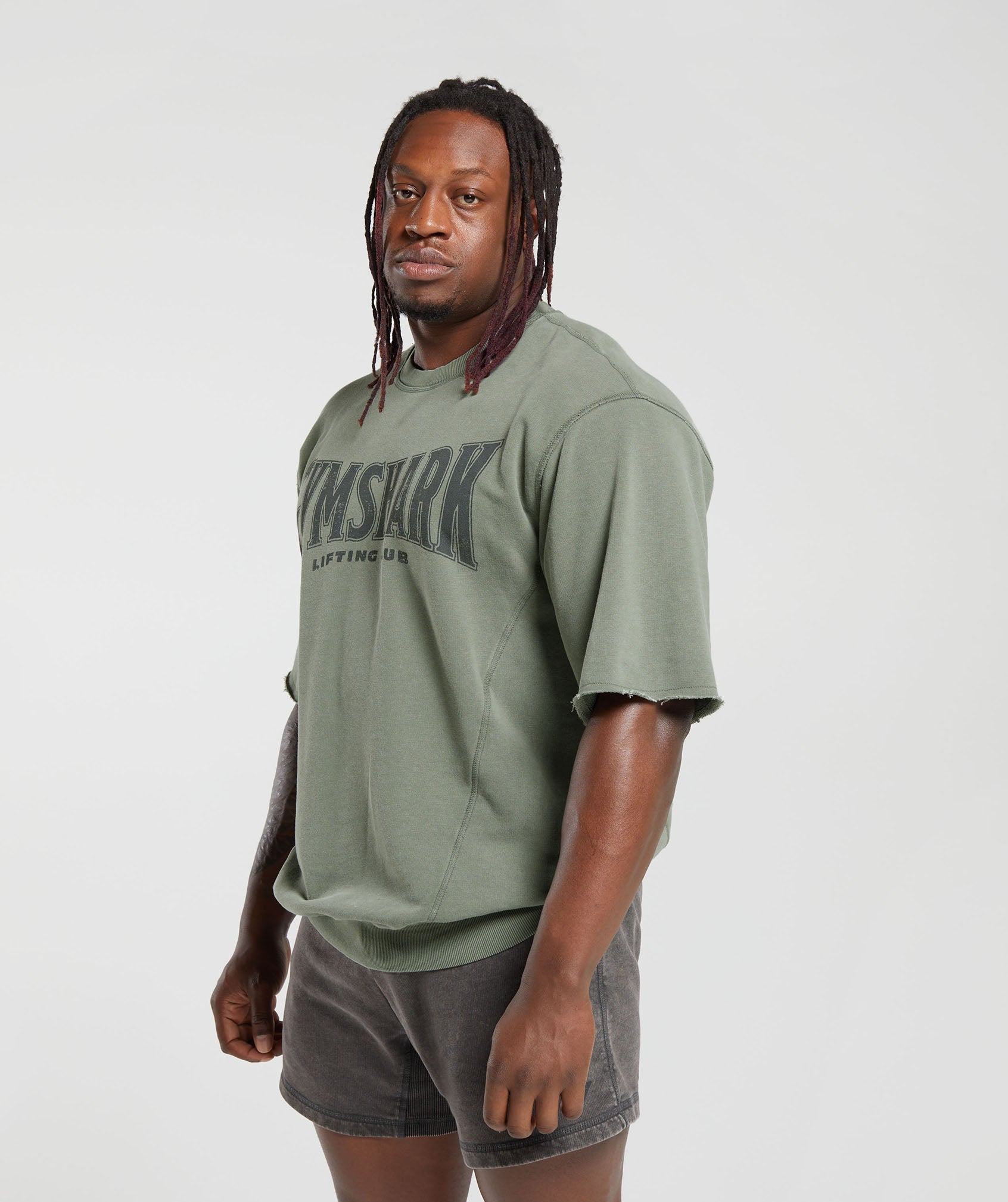 Heritage Washed Short Sleeve Crew in Dusk Green - view 3