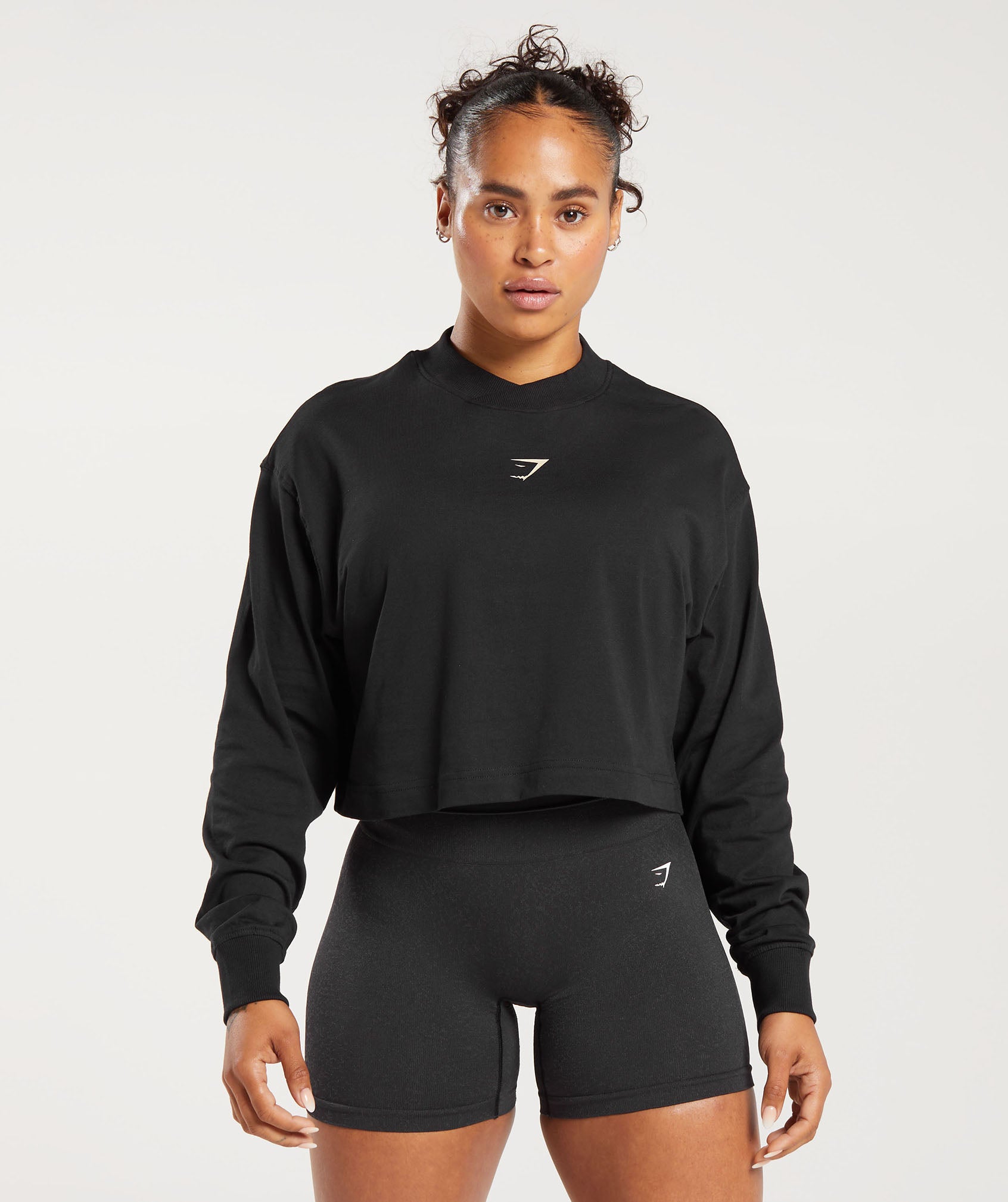 Gymshark Monogram Mesh Long Sleeve Top - Onyx Grey