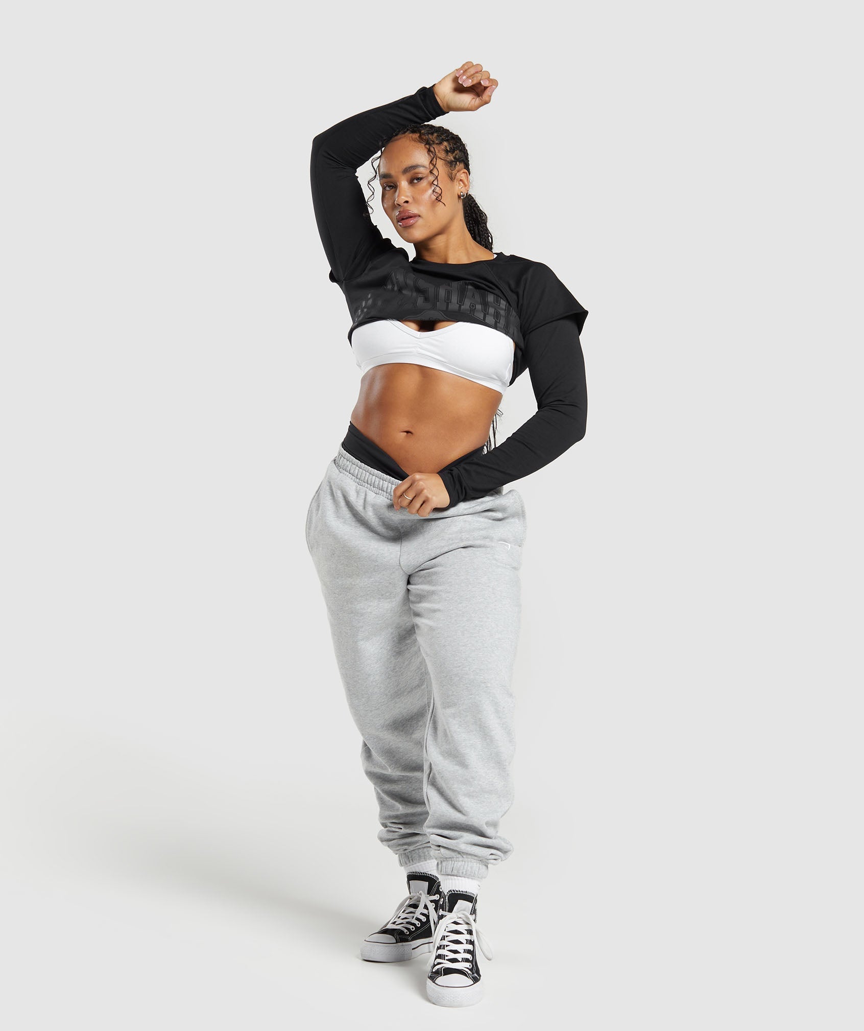 Lifting 2 In 1 Long Sleeve Crop Top in Black - view 4