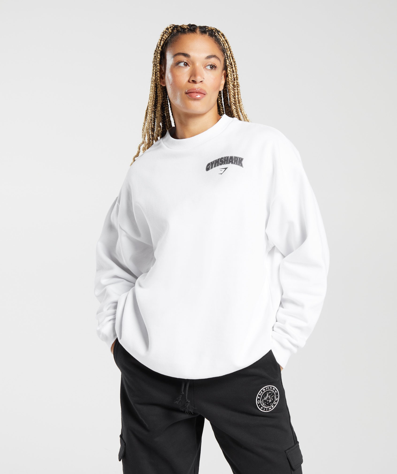 Lifting Apparel Oversized Sweatshirt in White - view 2