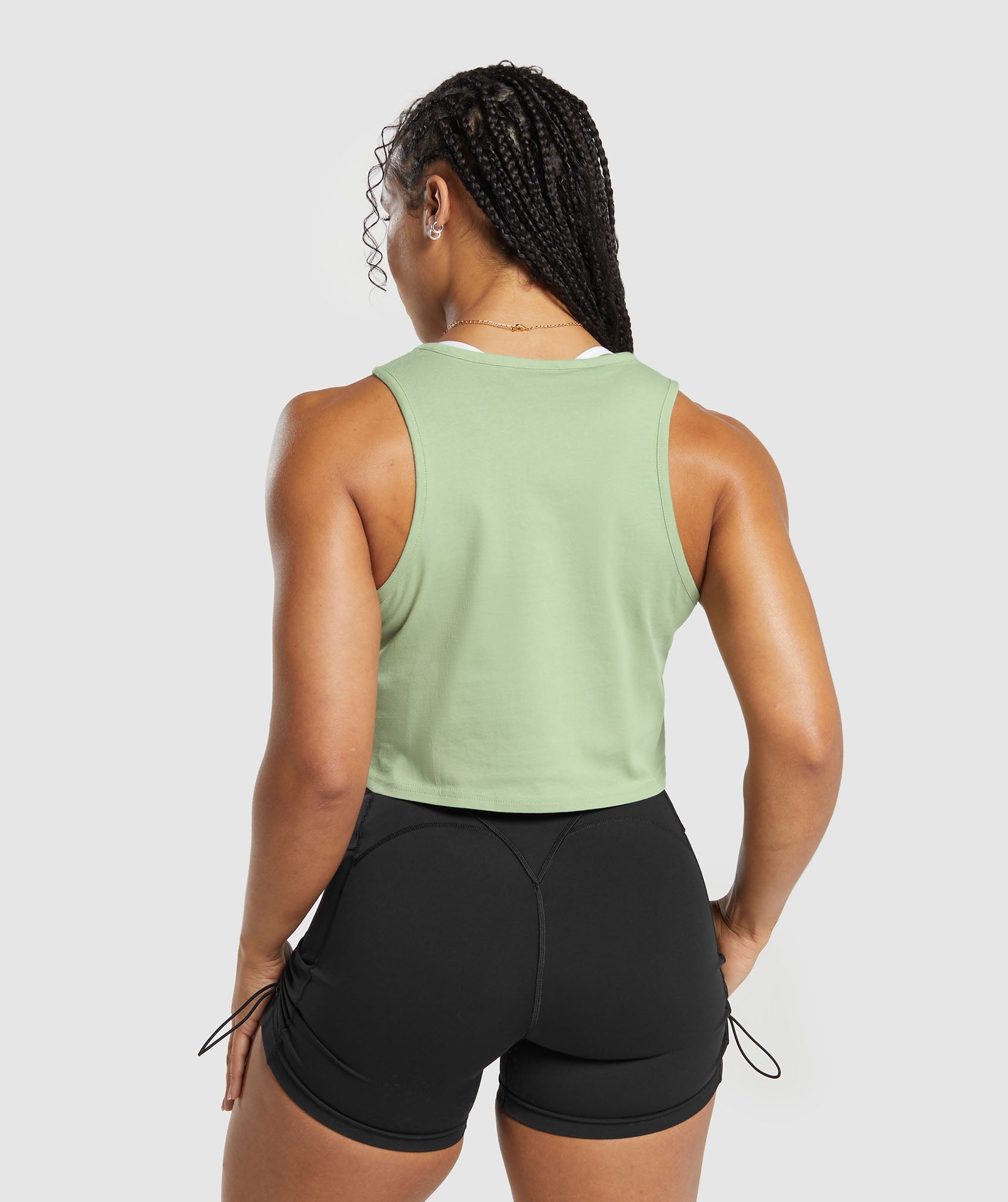 Lifting Essential Cotton Crop Tank in Faded Green - view 2