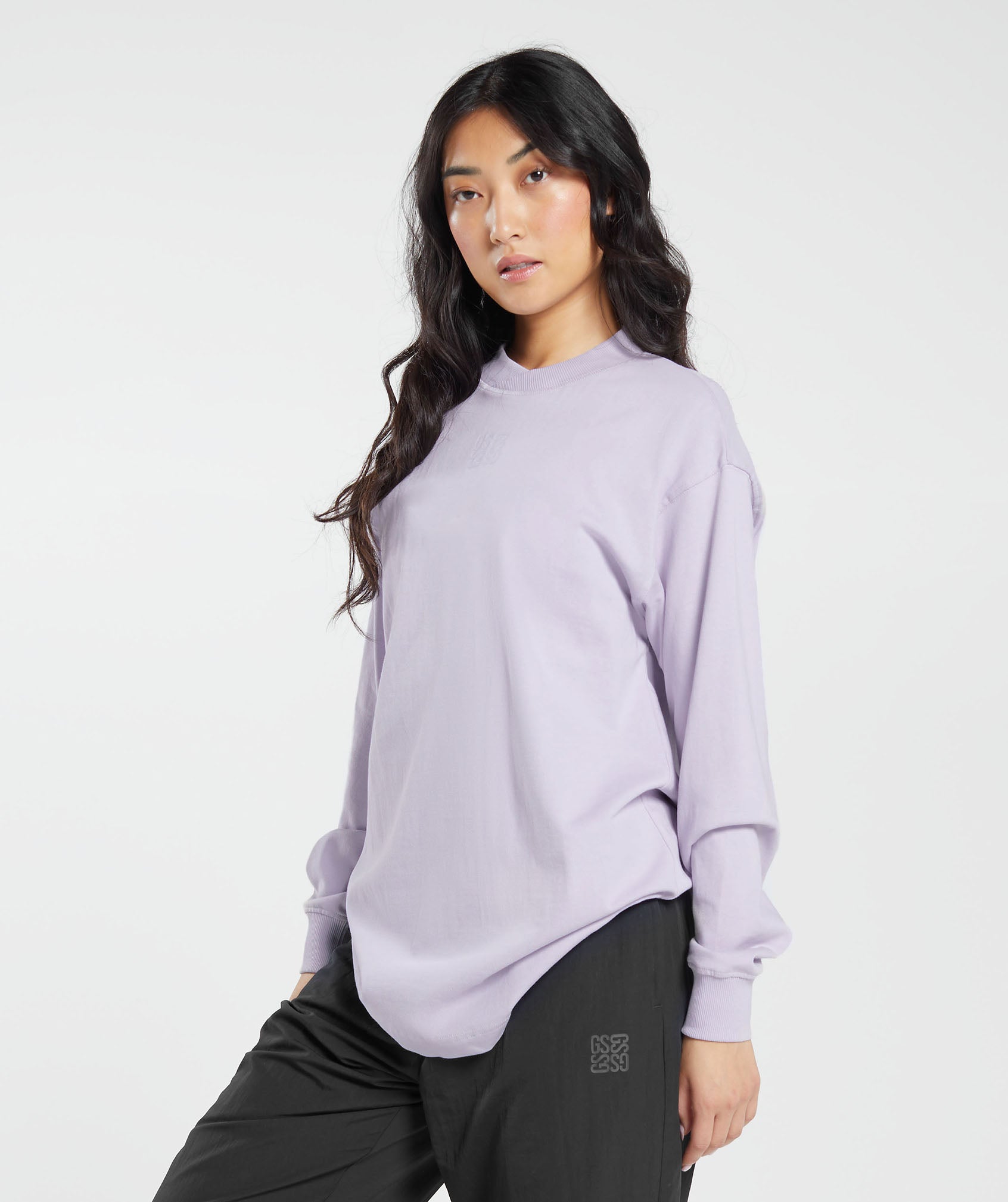 Monogram Oversized Long Sleeve Top in Moon Purple - view 3