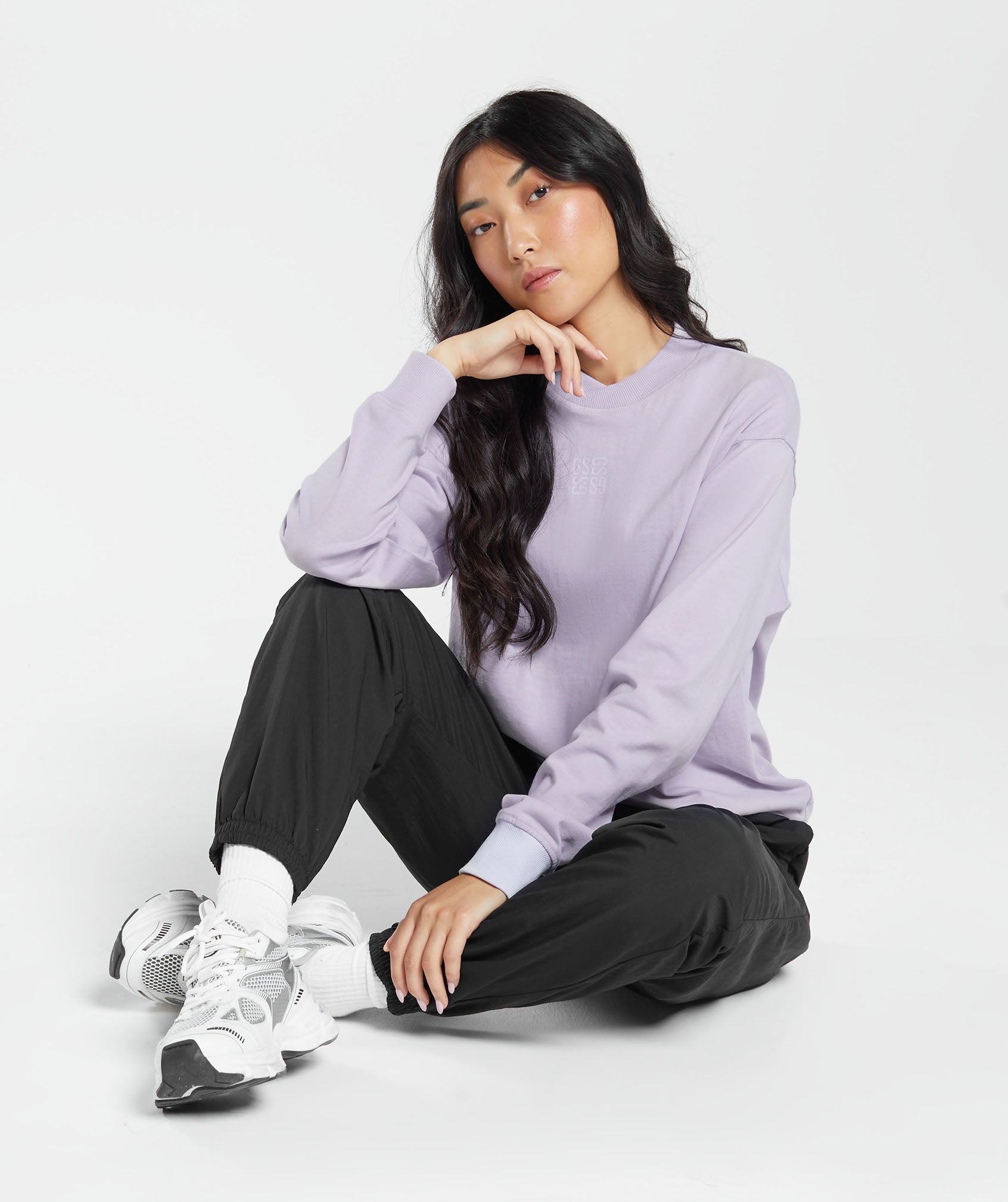 Monogram Oversized Long Sleeve Top in Moon Purple - view 4