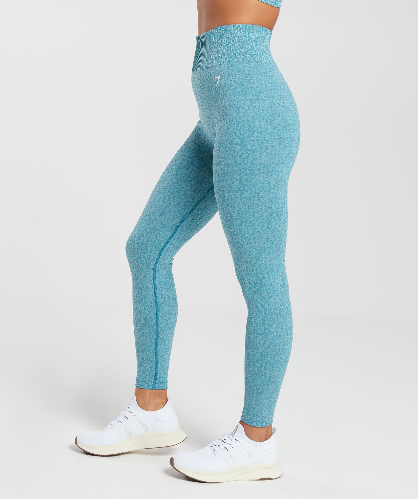 Marl Seamless Leggings in Light Blue Marl/Light Grey Marl/Turkish Teal - view 3