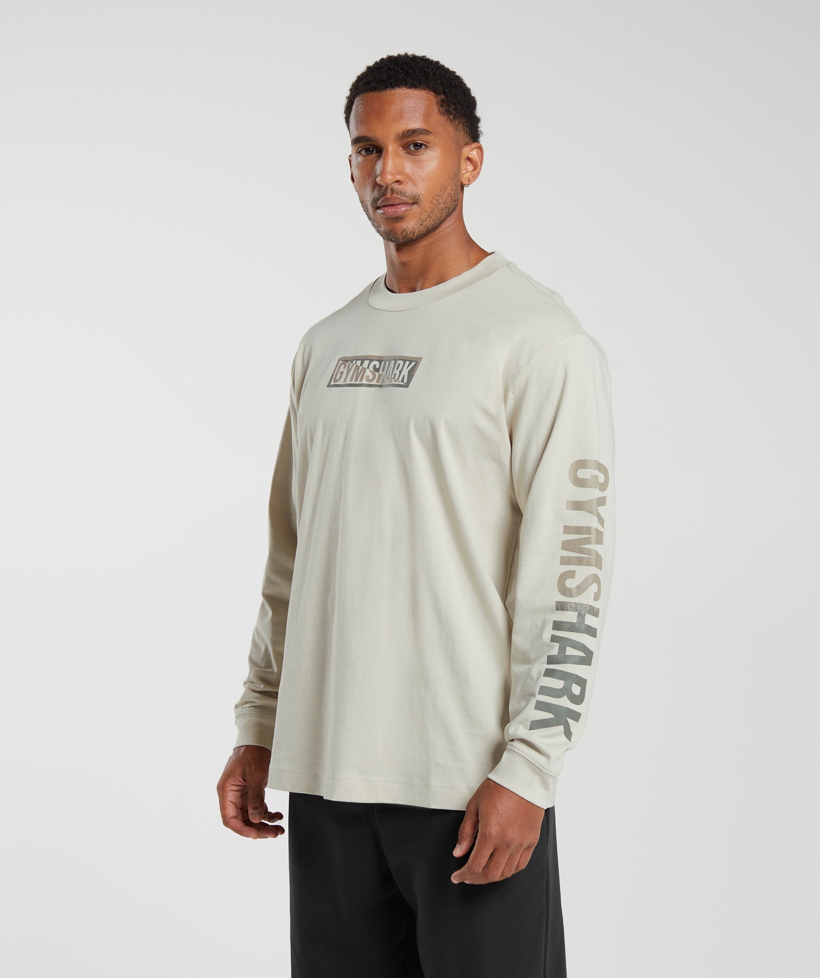 Global Graphic Long Sleeve T-Shirt in Pebble Grey - view 3