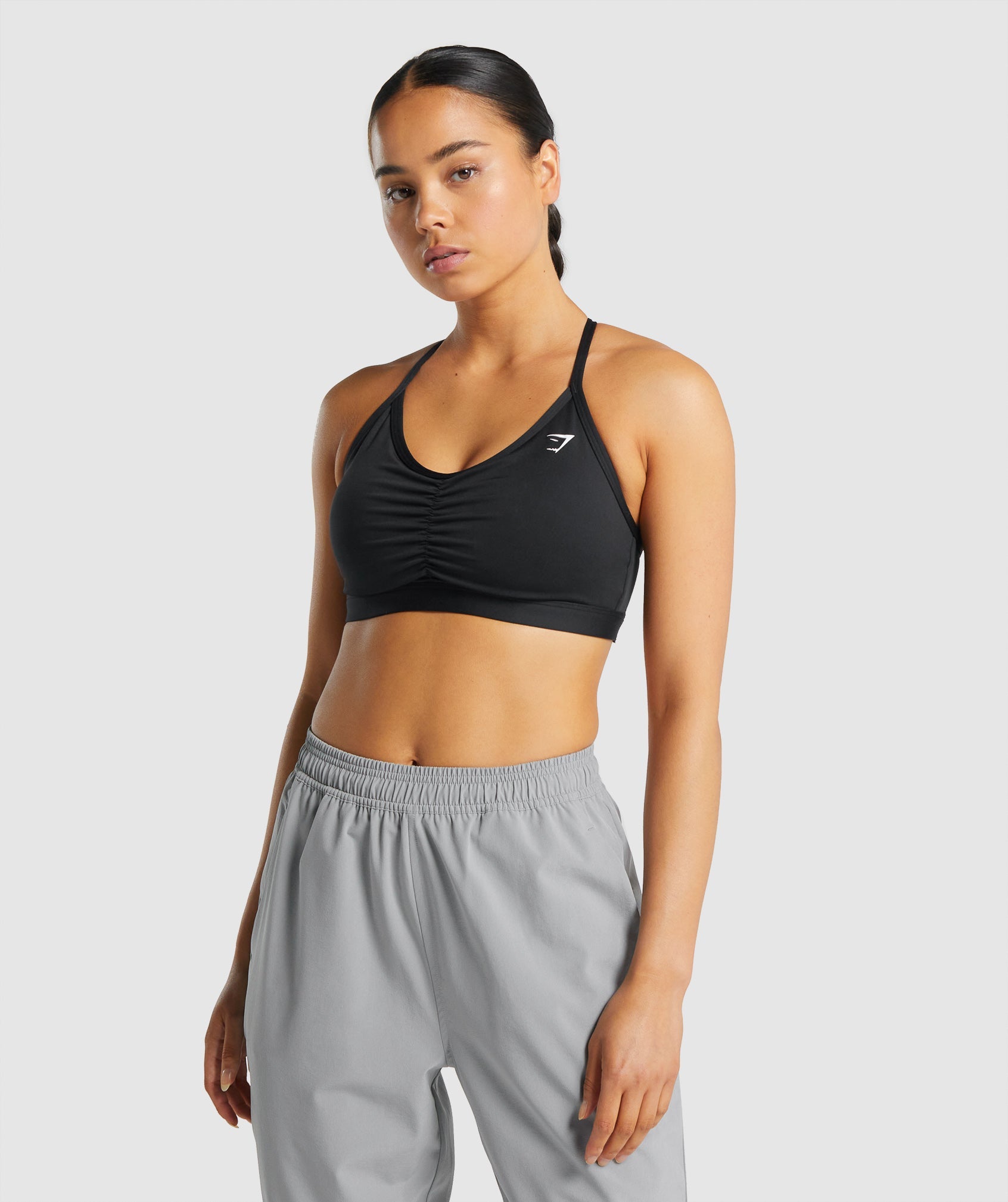 Ruched Sports Bra in Black