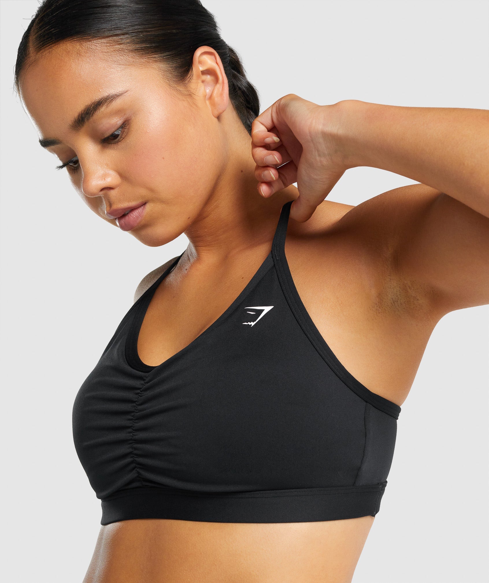 Ruched Sports Bra in Black - view 6