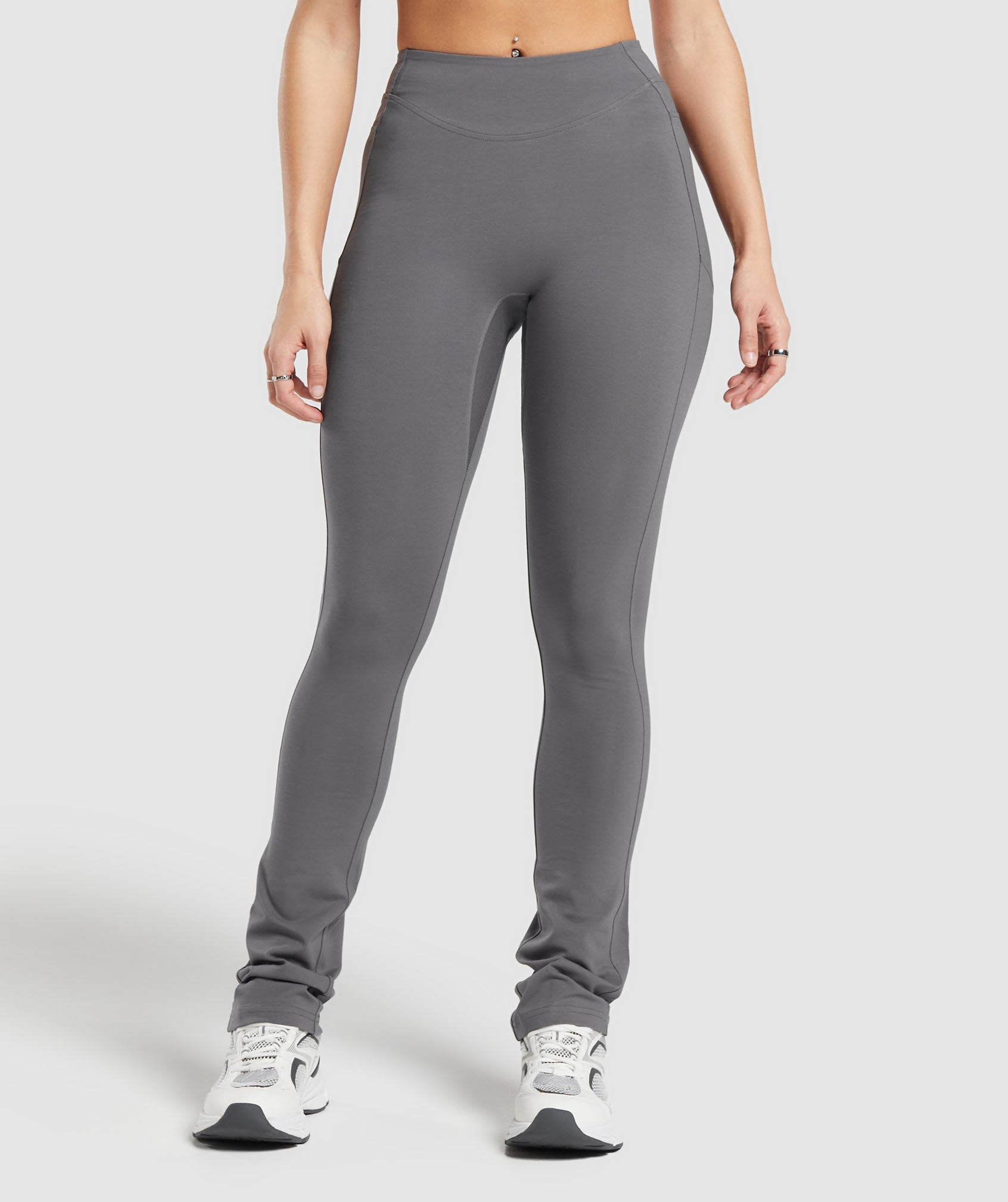Rest Day Boot Cut Cotton Leggings in Brushed Grey