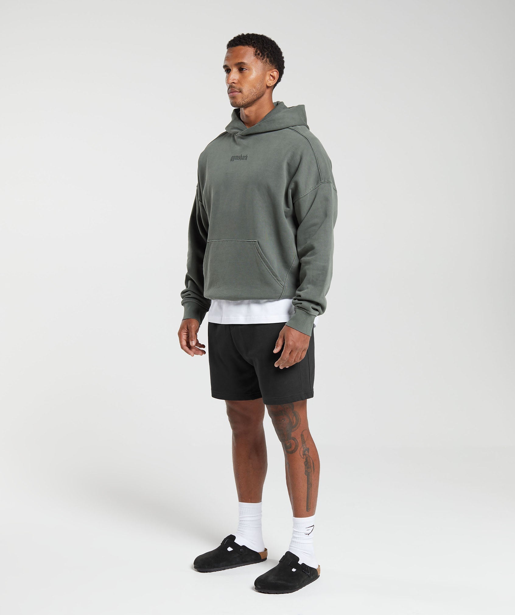 Heavyweight Hoodie in Deep Olive Green - view 4