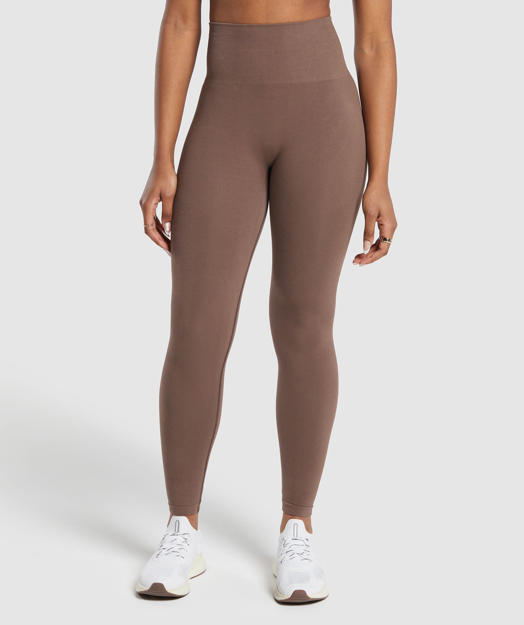 Cotton Seamless Leggings in Soft Brown - view 1