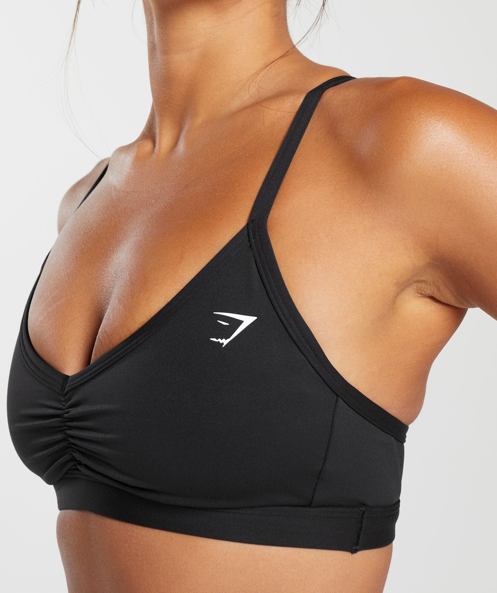 Ruched Strappy Sports Bra in Black - view 6