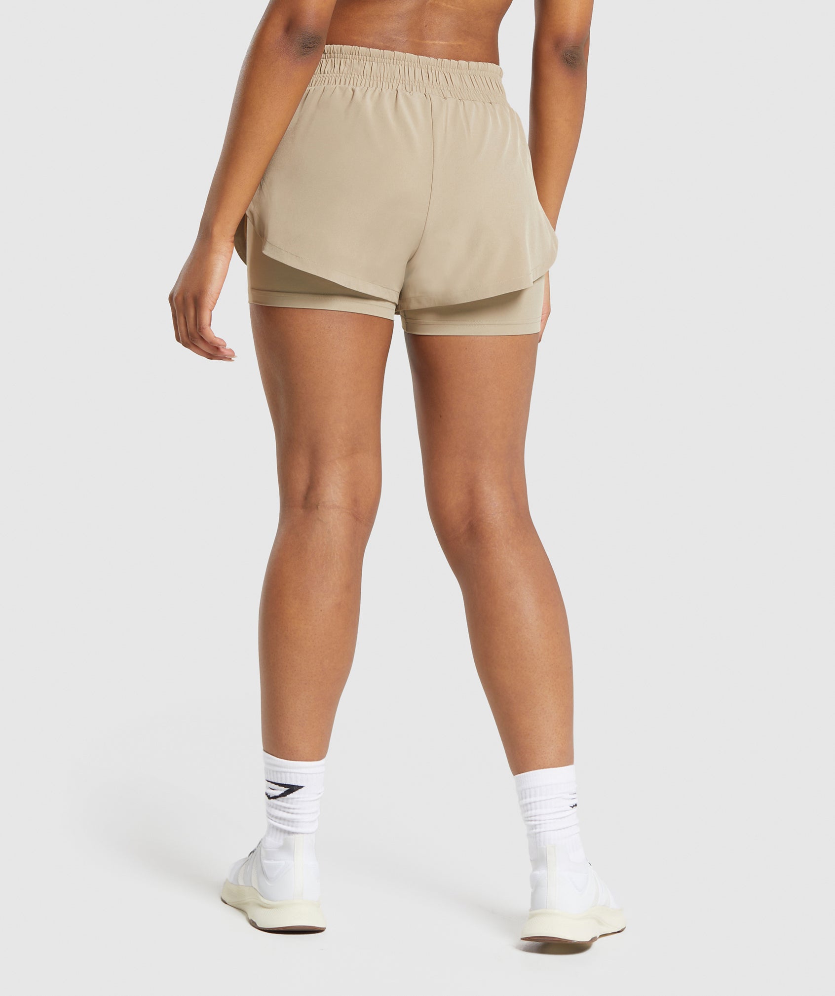 Running 2 In 1 Shorts in Cement Brown - view 2