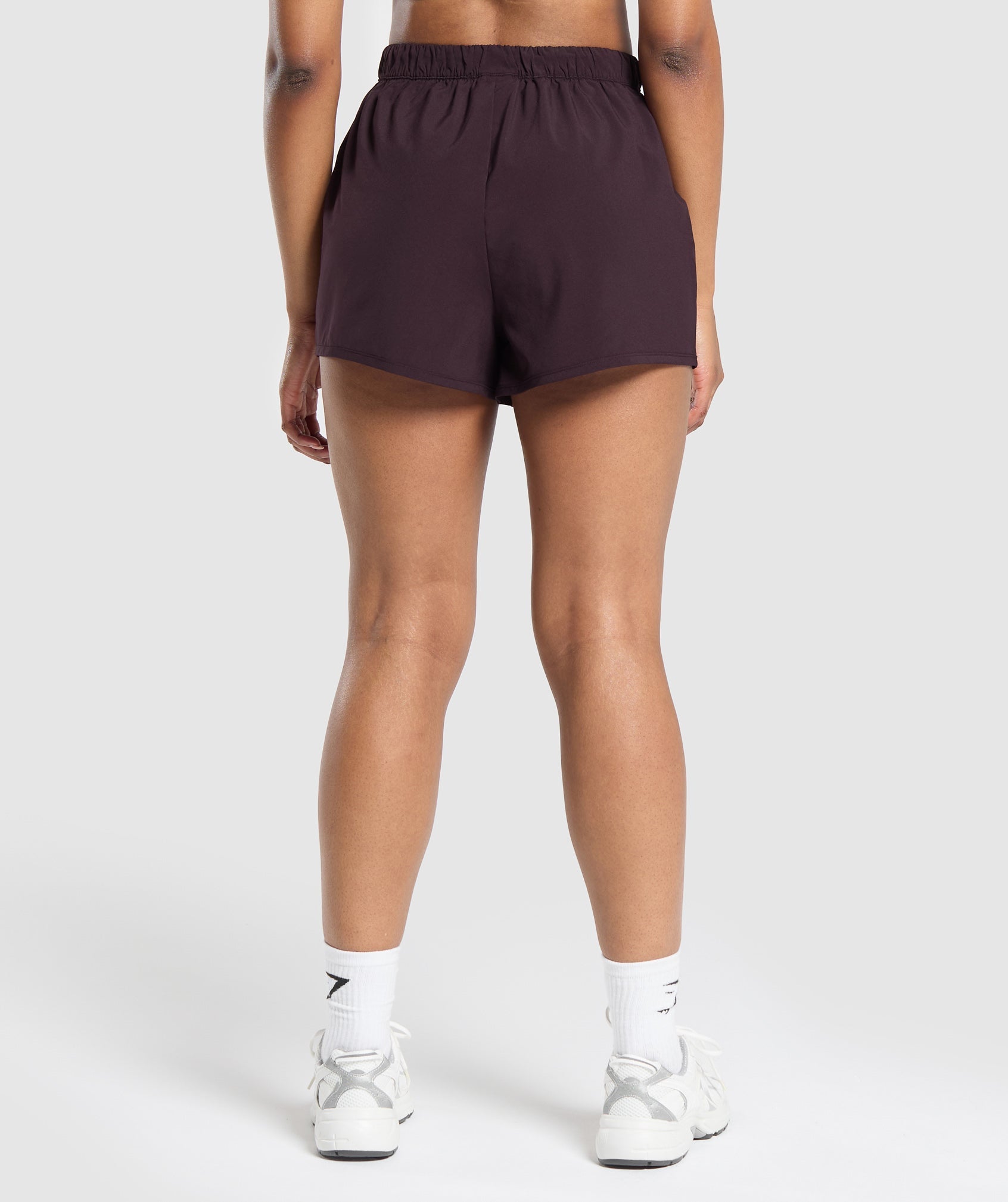 Scallop Hem Shaped Shorts in Plum Brown - view 6