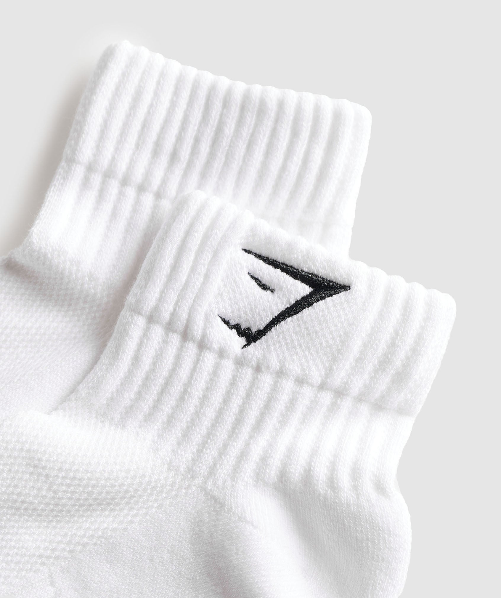 Sharkhead Embroidered Quarter Socks 2pk in White - view 2