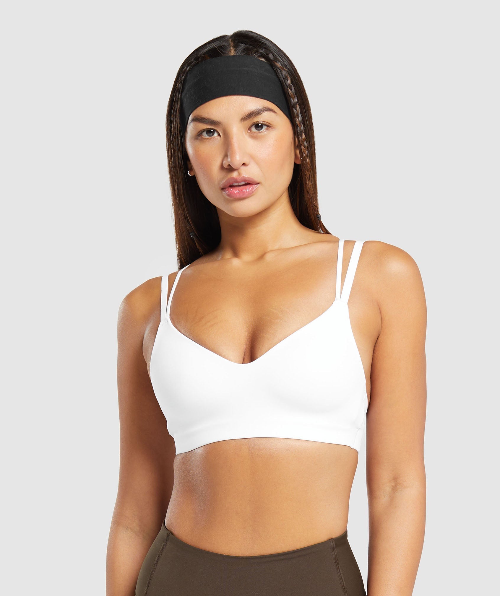 Strappy Back Light Support Sports Bra in White - view 1