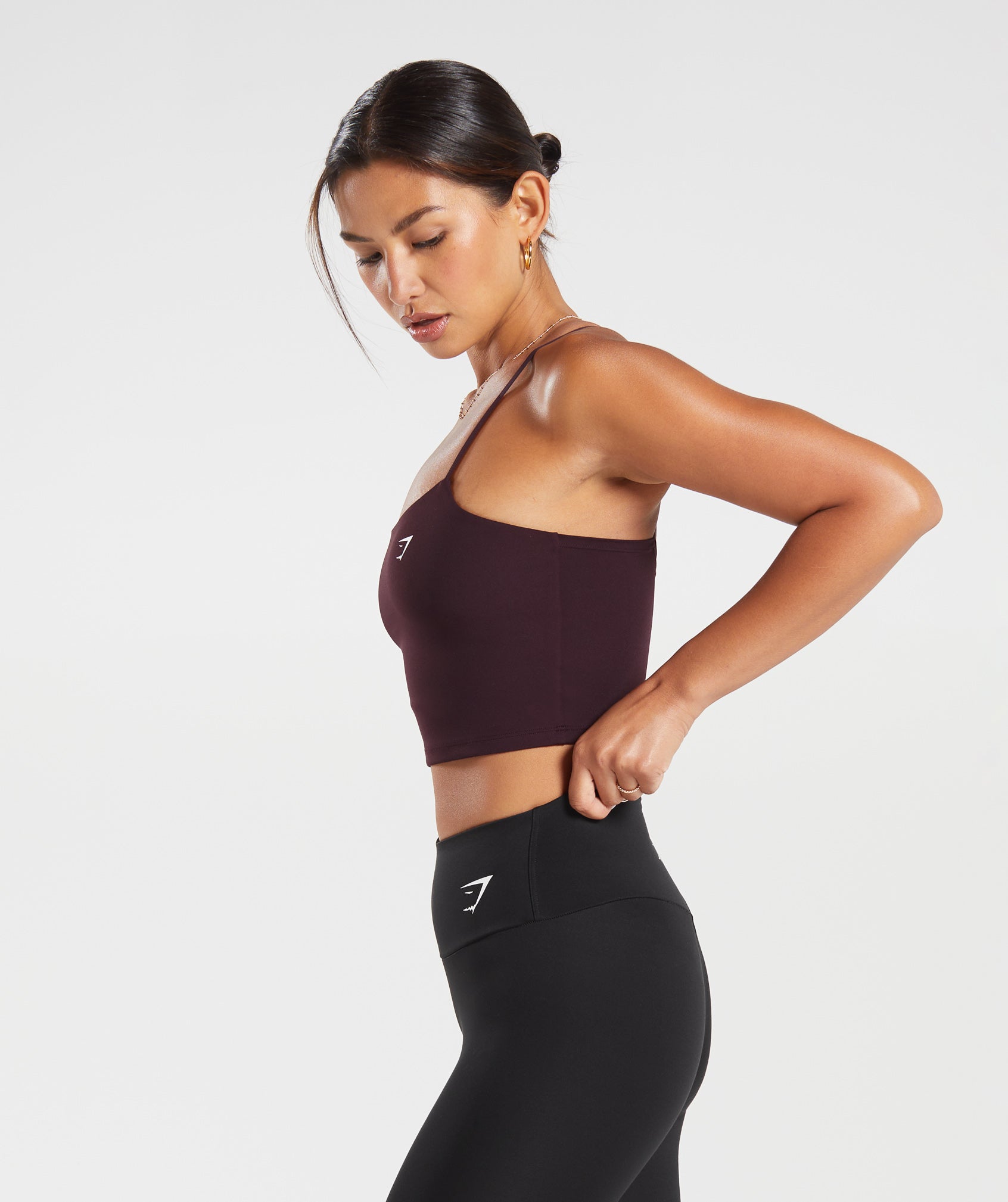 Strappy Crop Cami Tank in Plum Brown - view 3