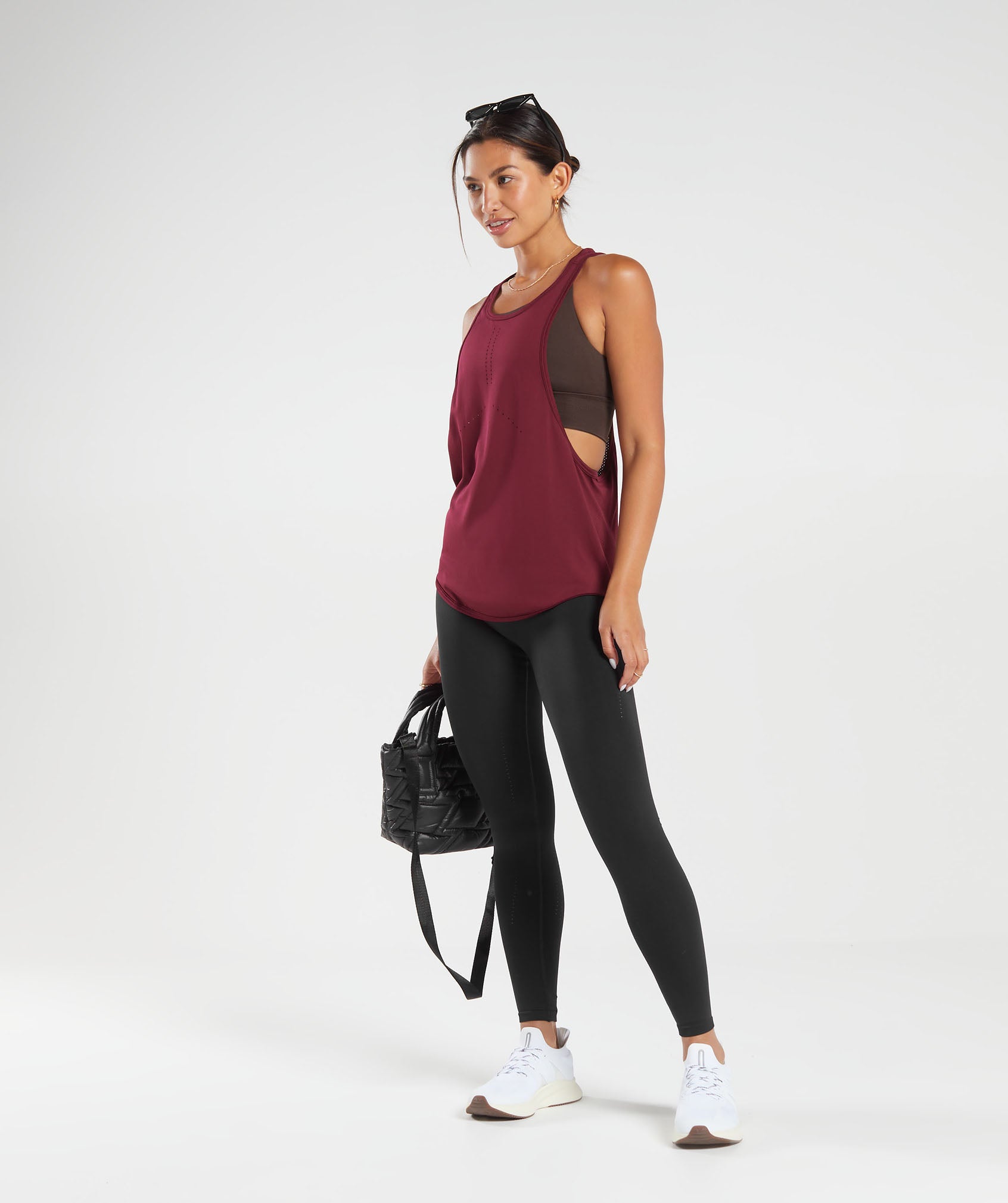 Sweat Seamless Longline Tank in Plum Pink - view 4