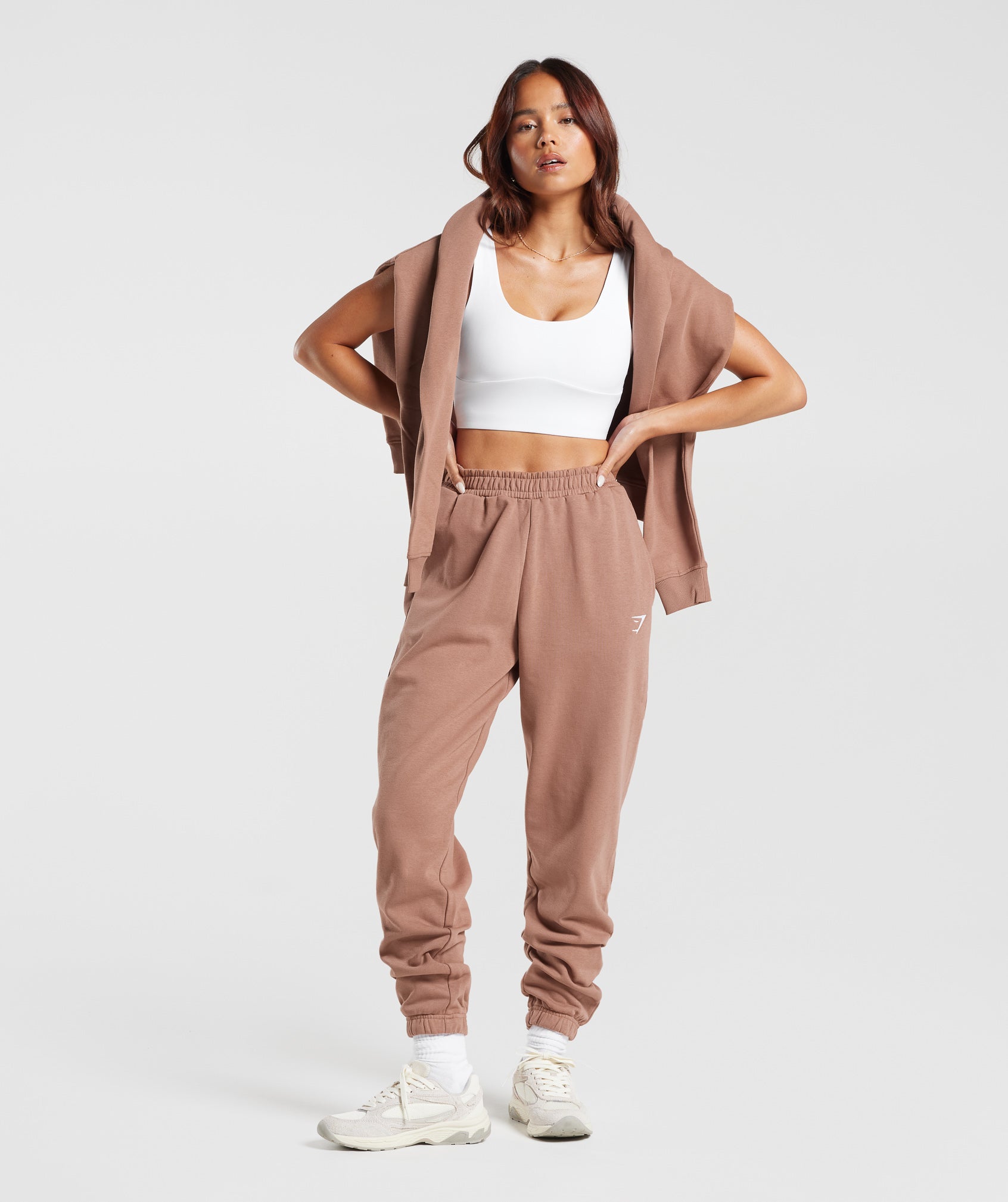 Training Fleece Joggers in Taupe Brown - view 4