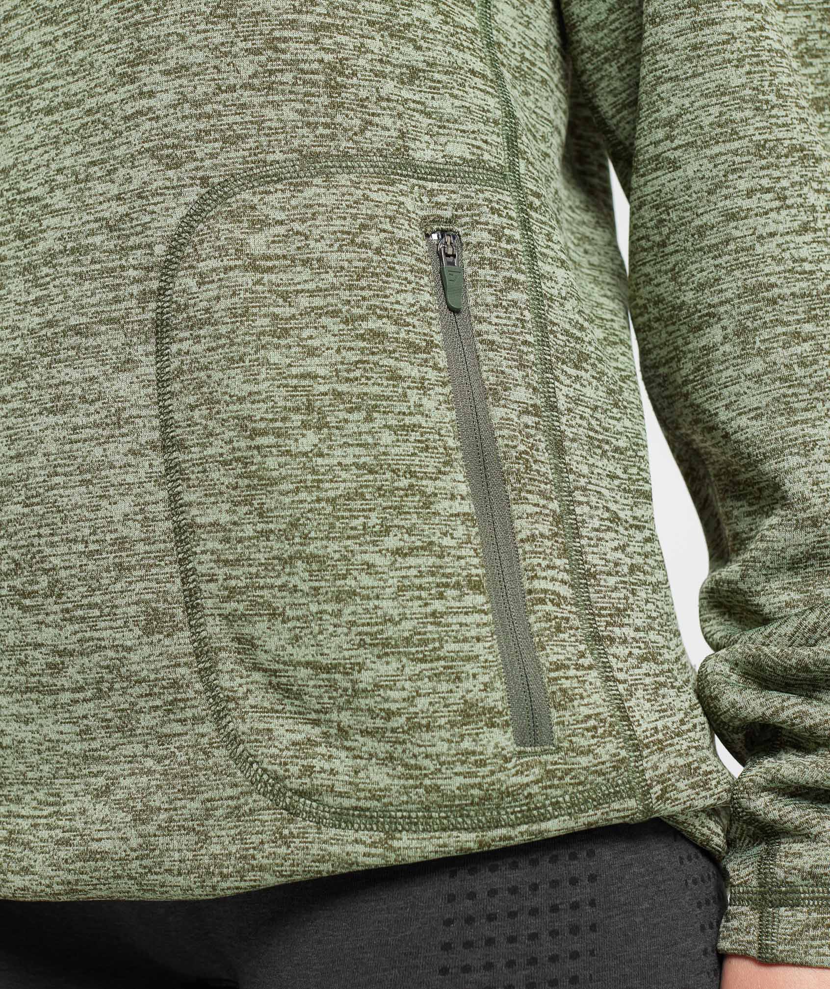 Thermal Fleece 1/4 Zip Pullover in Winter Olive/Light Sage Green - view 5