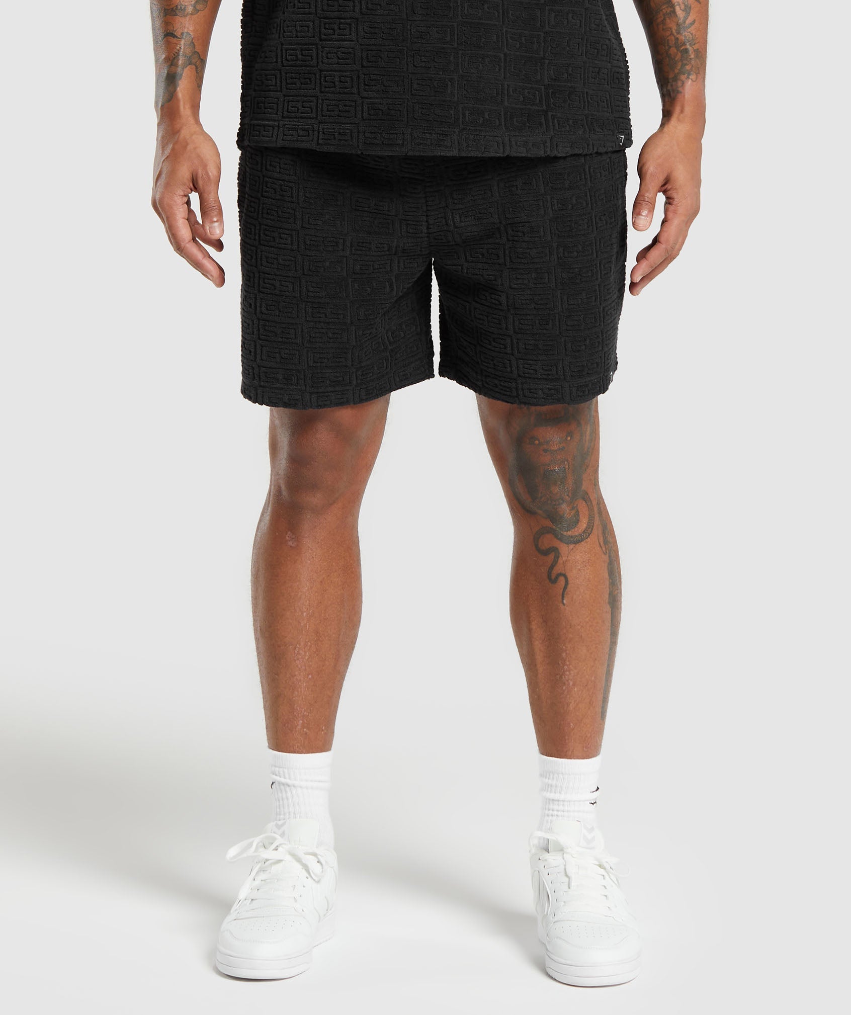 Towelling 7" Shorts in Black